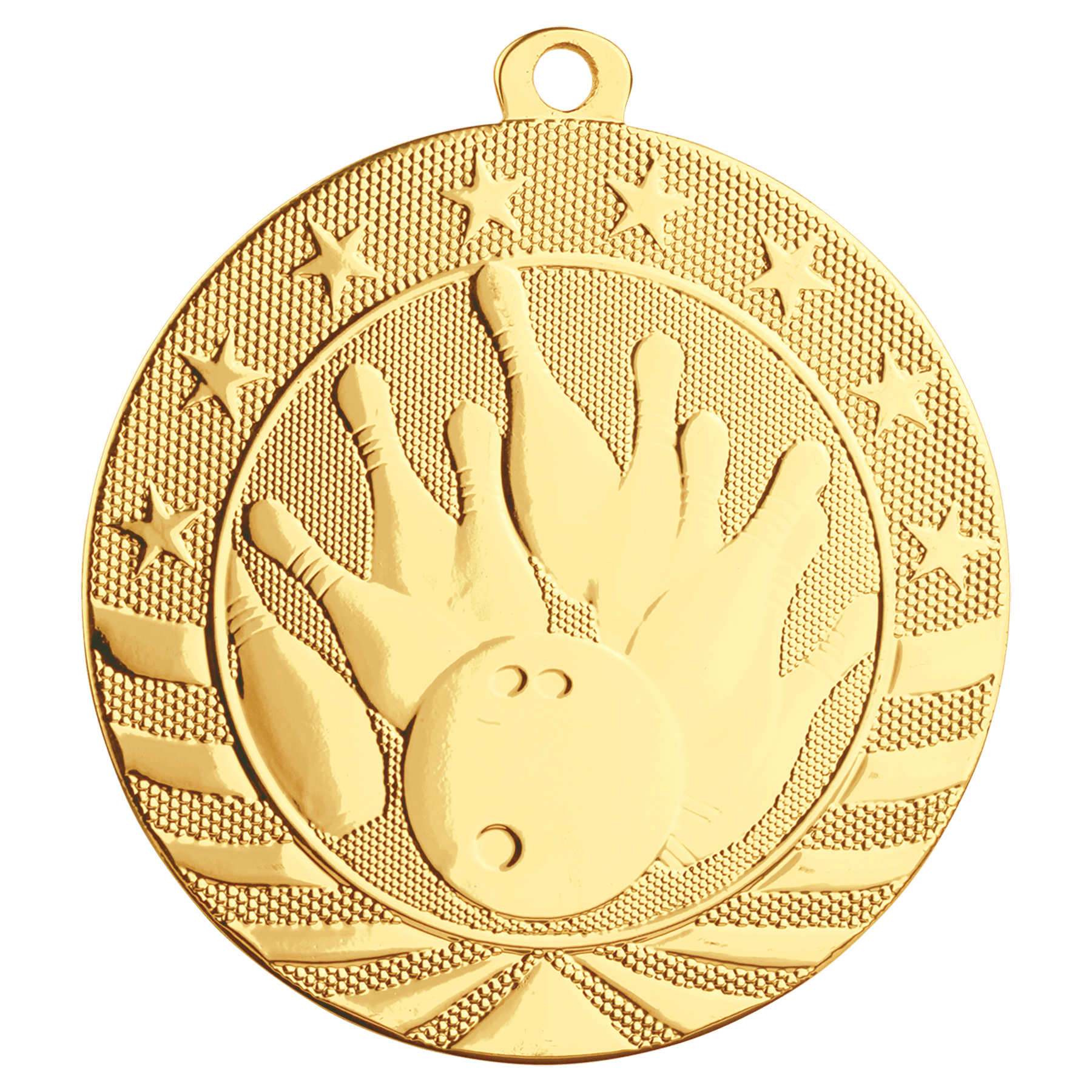 2 3/4" Bright Gold Bowling Starbrite Medal