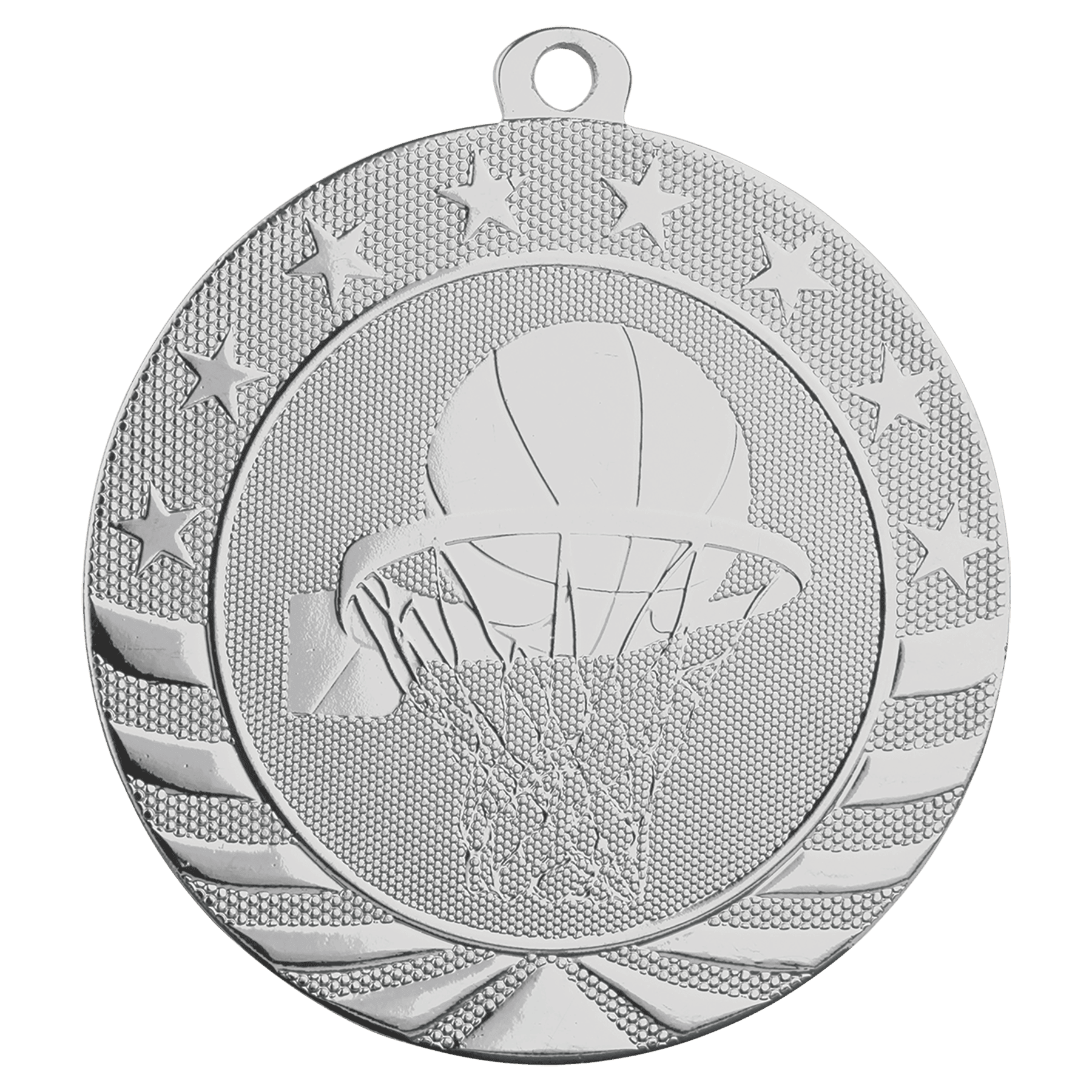 2 3/4" Bright Silver Basketball Starbrite Medal