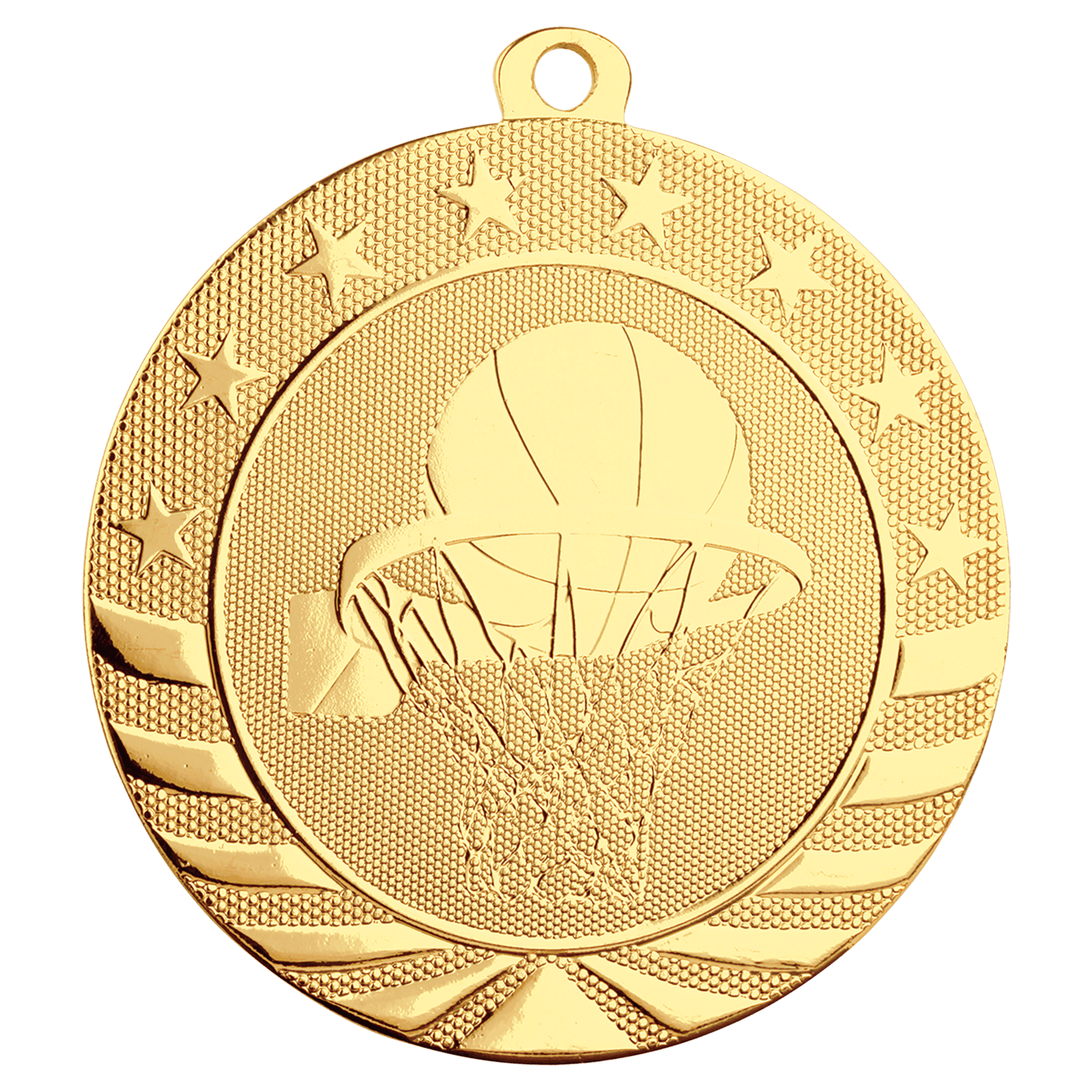 2 3/4" Bright Gold Basketball Starbrite Medal