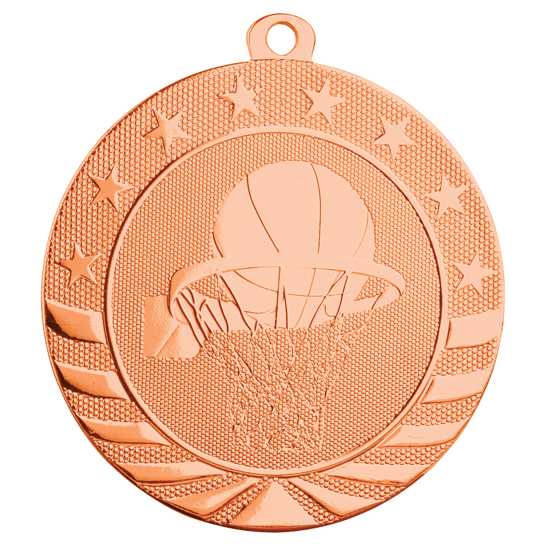 2 3/4" Bright Bronze Basketball Starbrite Medal