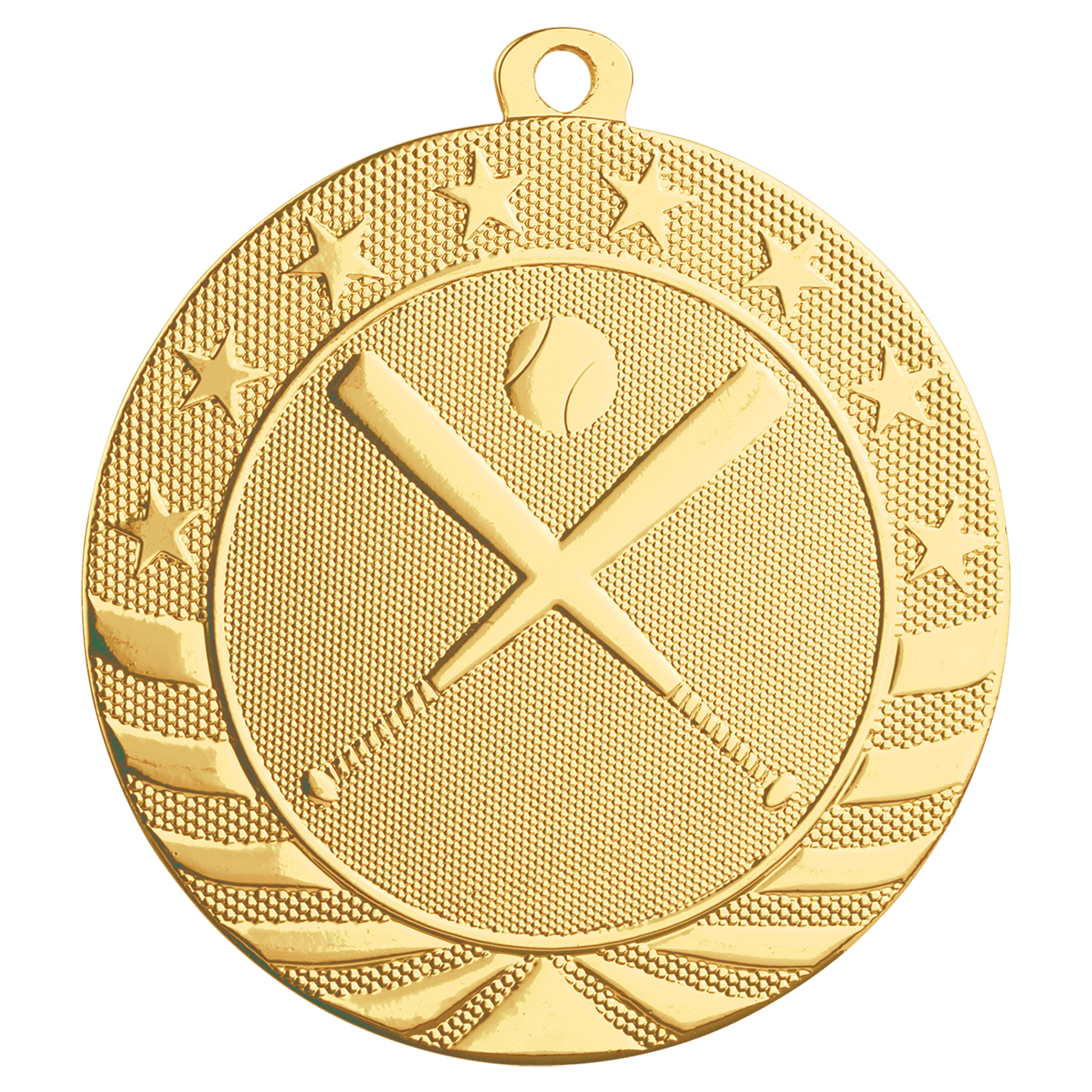 2 3/4" Bright Gold Baseball/Softball Starbrite Medal