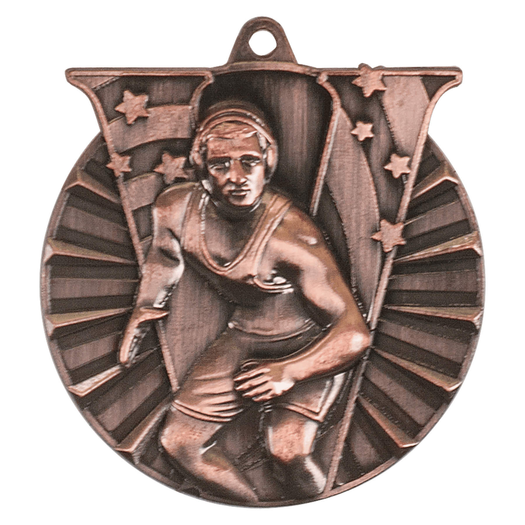 2" Antique Bronze Wrestling Victory Medal