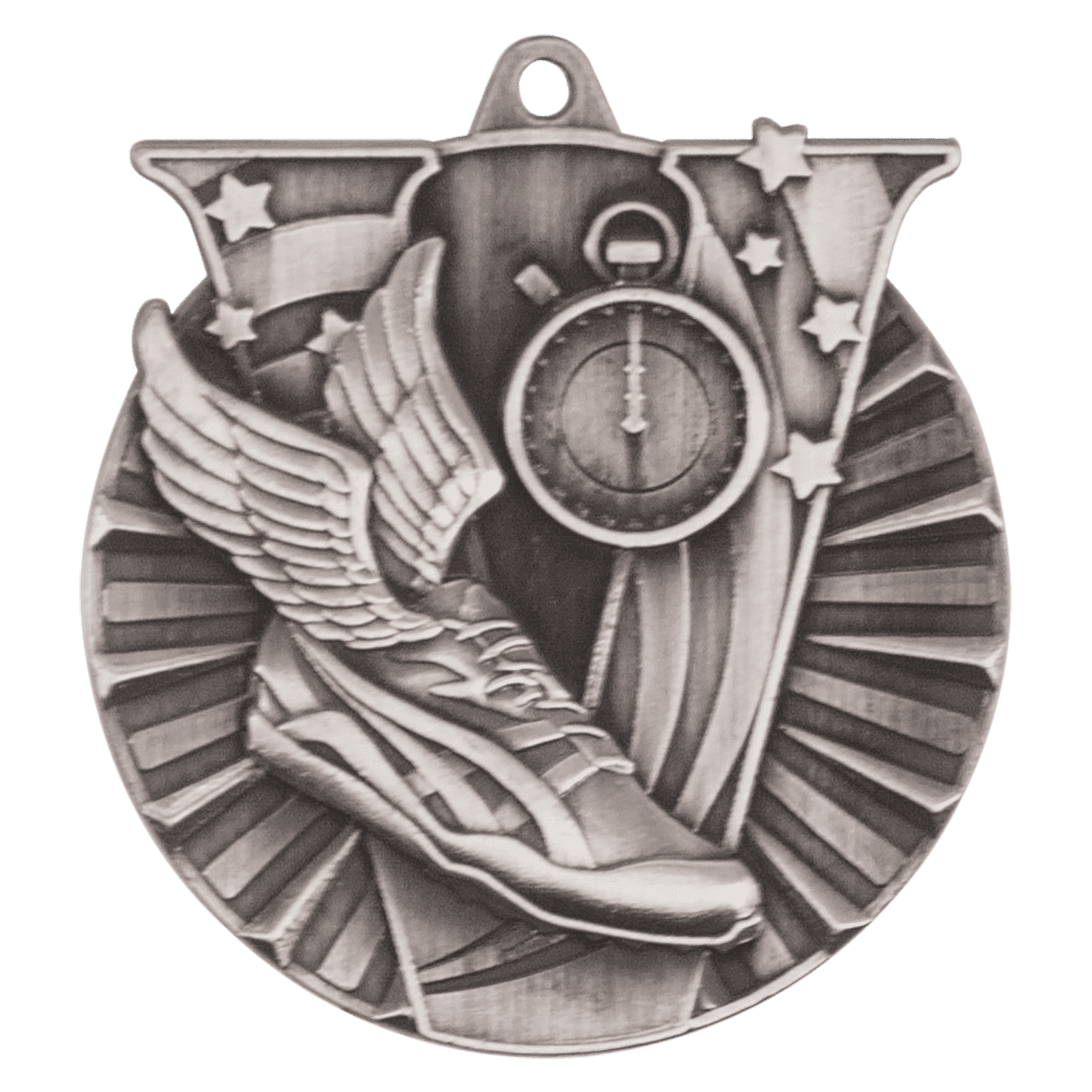 2" Antique Silver Track Victory Medal