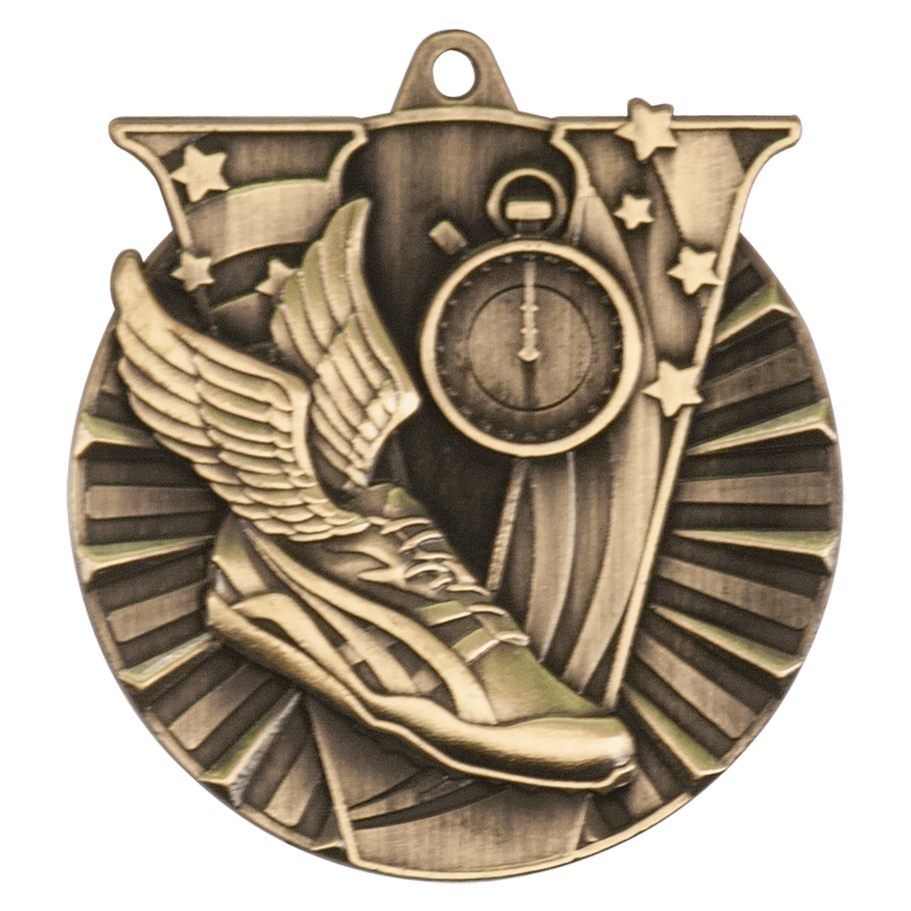 2" Antique Gold Track Victory Medal