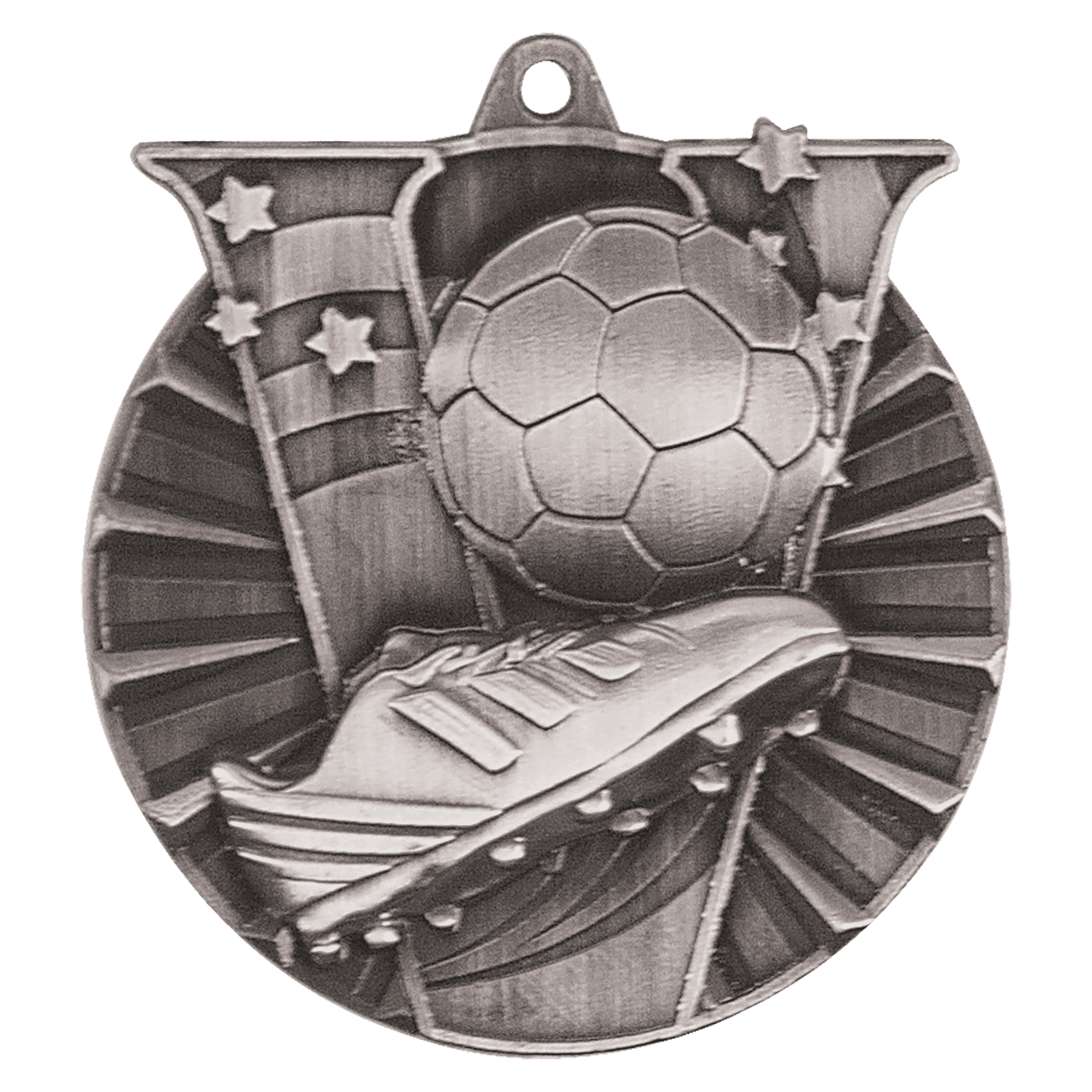 2" Antique Silver Soccer Victory Medal
