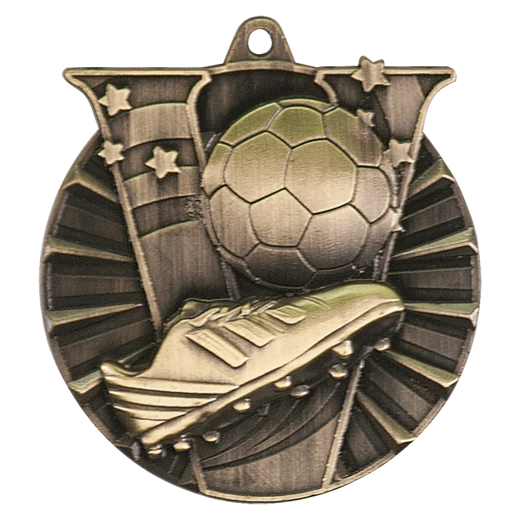 2" Antique Gold Soccer Victory Medal
