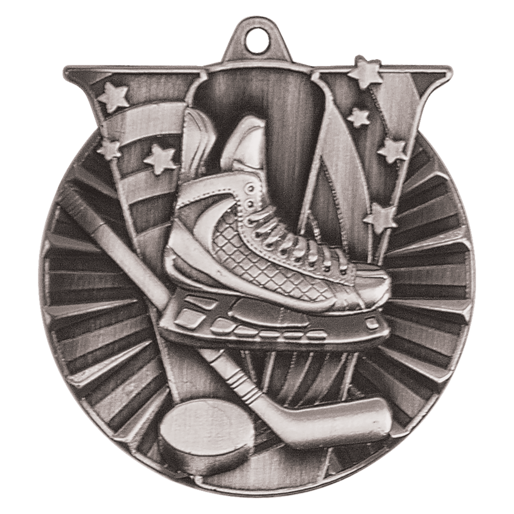 2" Antique Silver Hockey Victory Medal