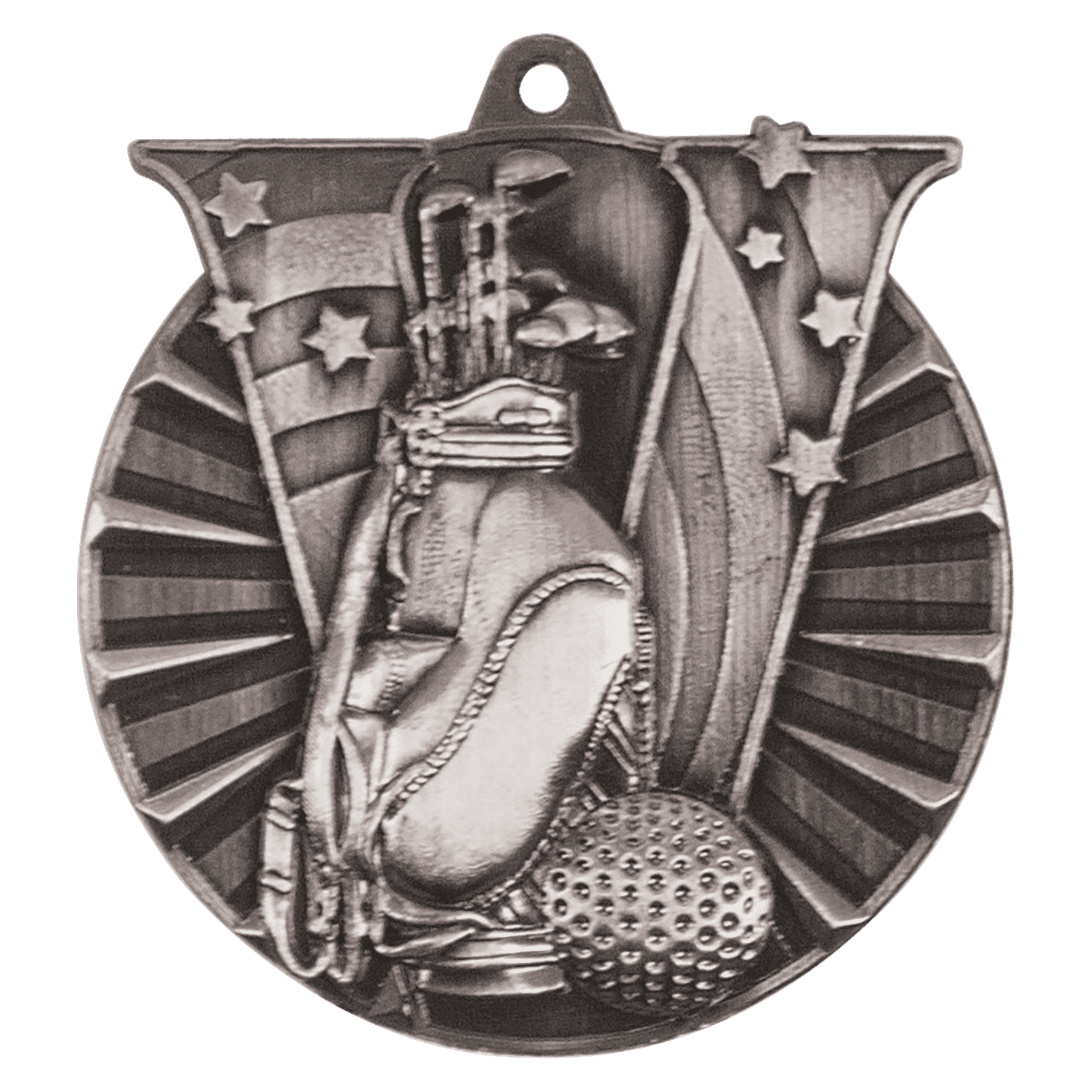 2" Antique Silver Golf Victory Medal