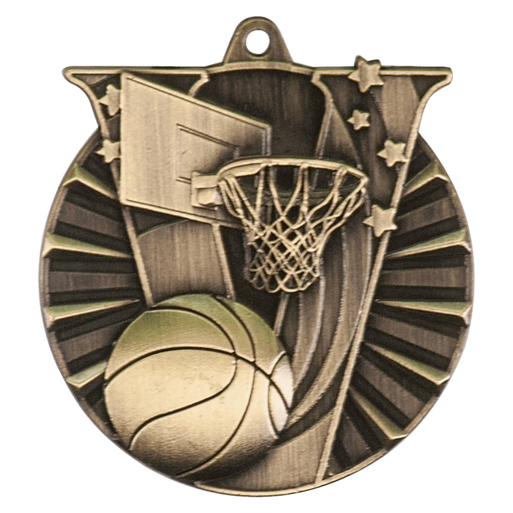 2" Antique Gold Basketball Victory Medal