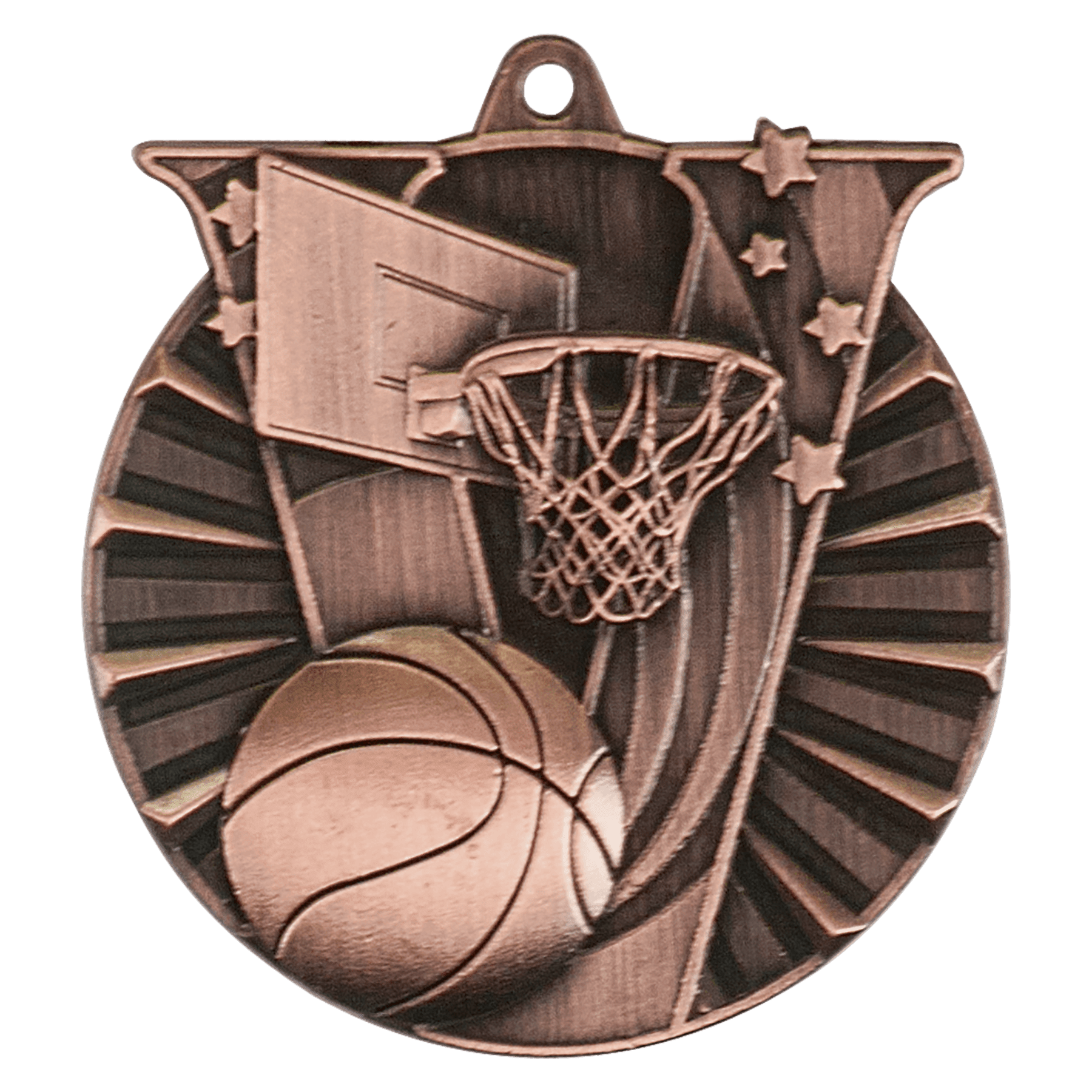 2" Antique Bronze Basketball Victory Medal