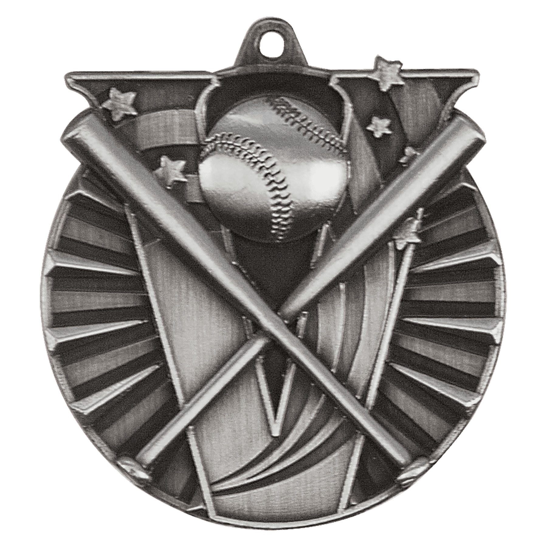 2" Antique Silver Baseball/Softball Victory Medal