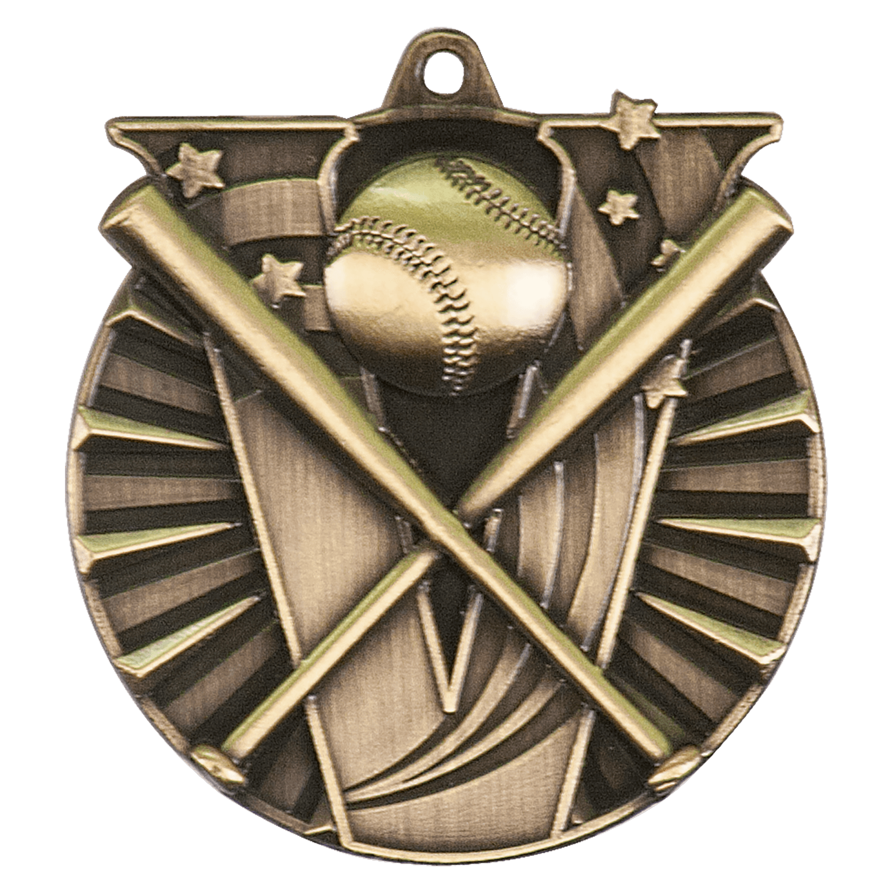 2" Antique Gold Baseball/Softball Victory Medal