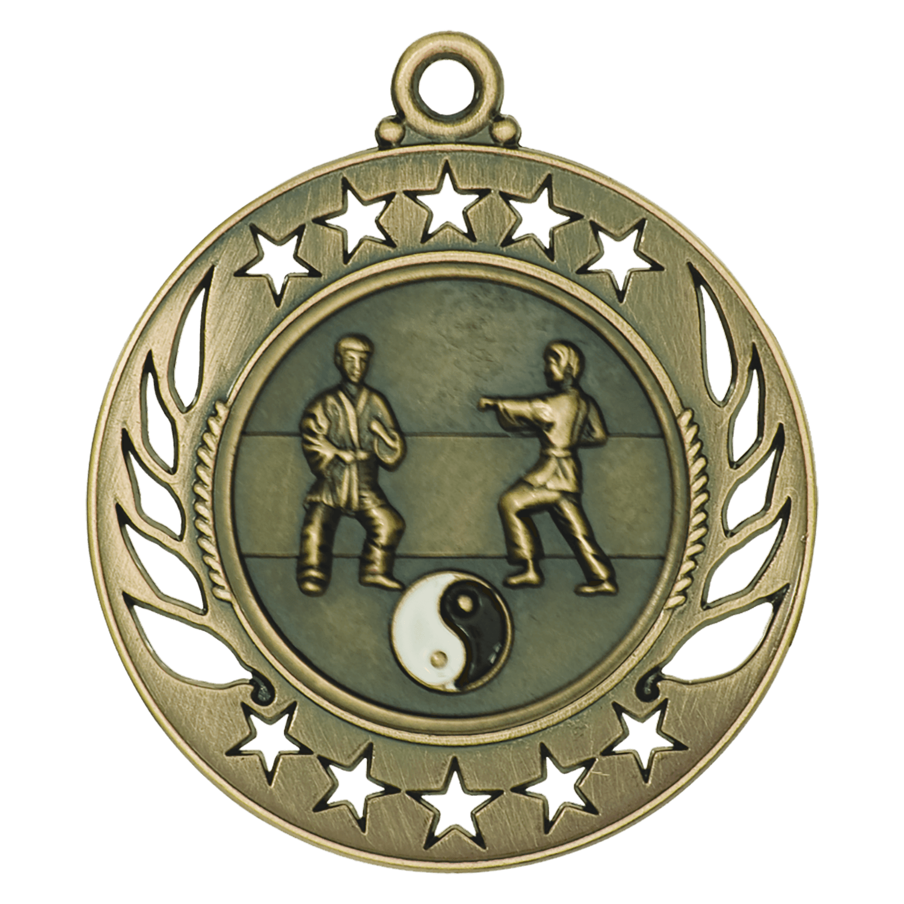 2 1/4" Antique Gold Martial Arts Galaxy Medal