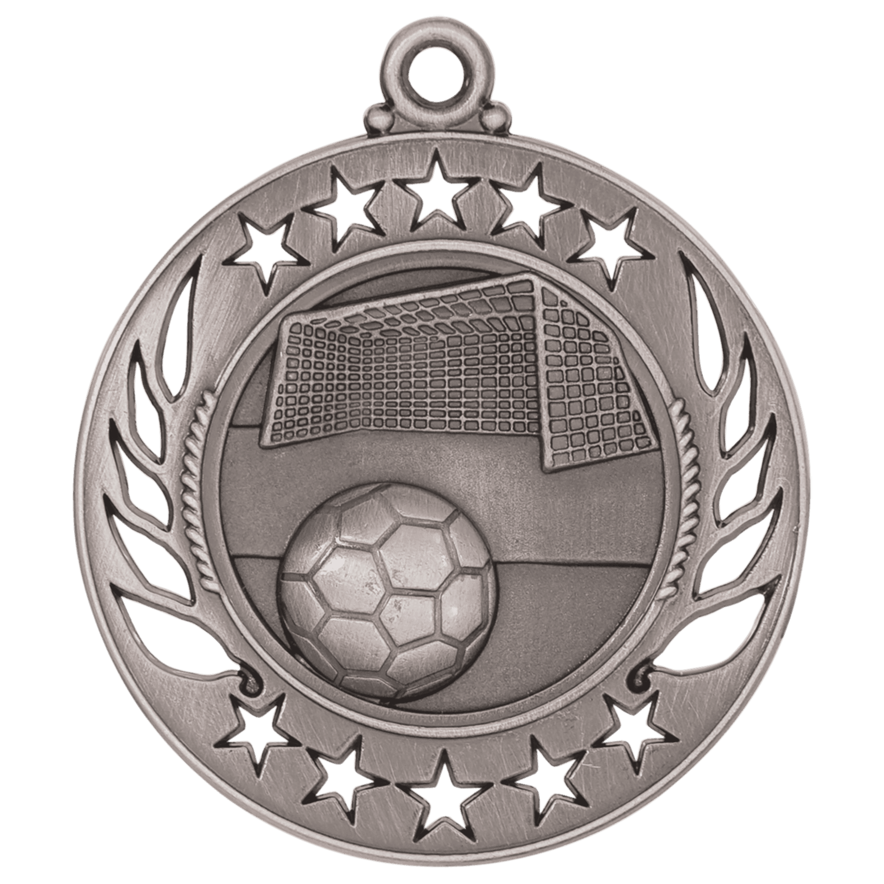 2 1/4" Antique Silver Soccer Galaxy Medal