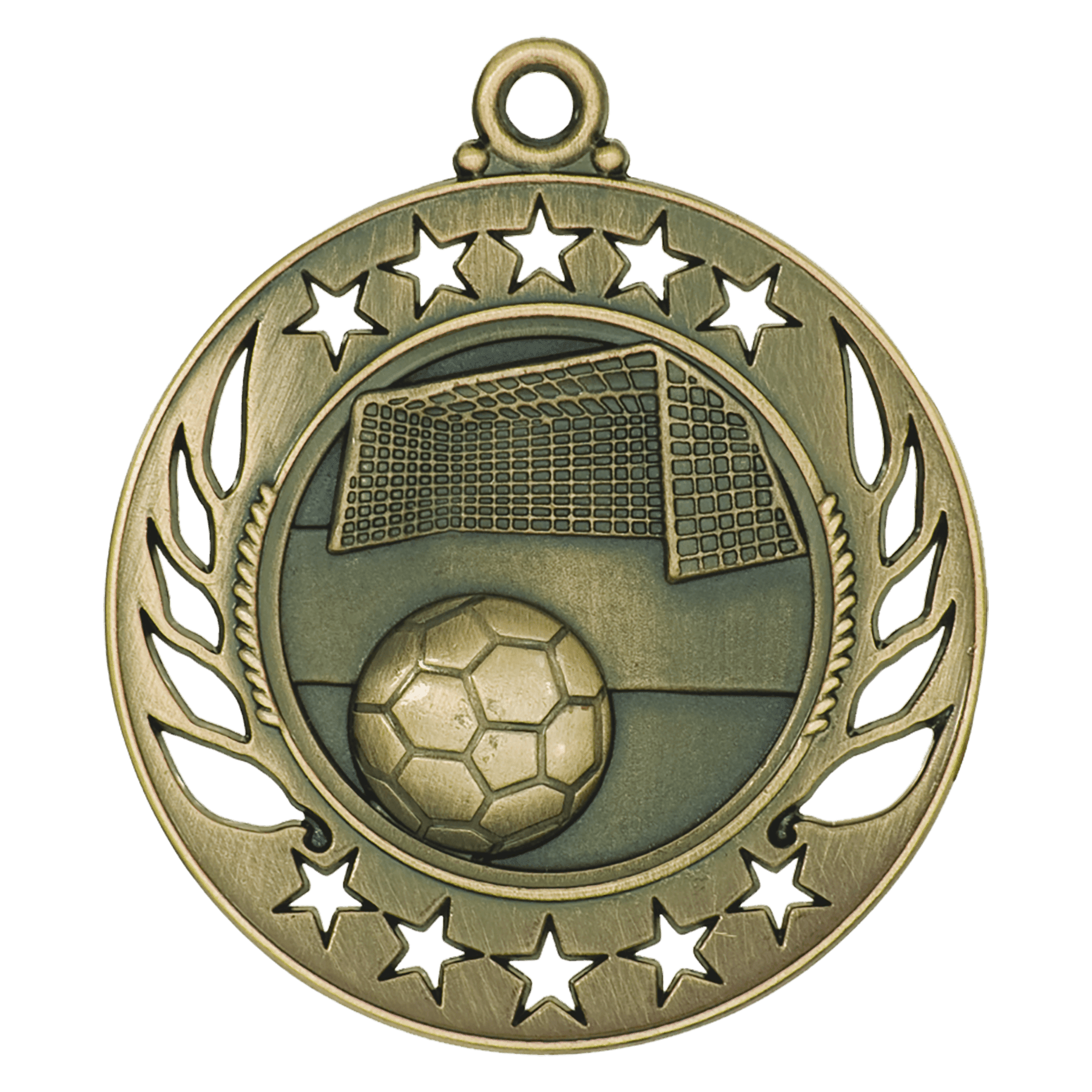 2 1/4" Antique Gold Soccer Galaxy Medal