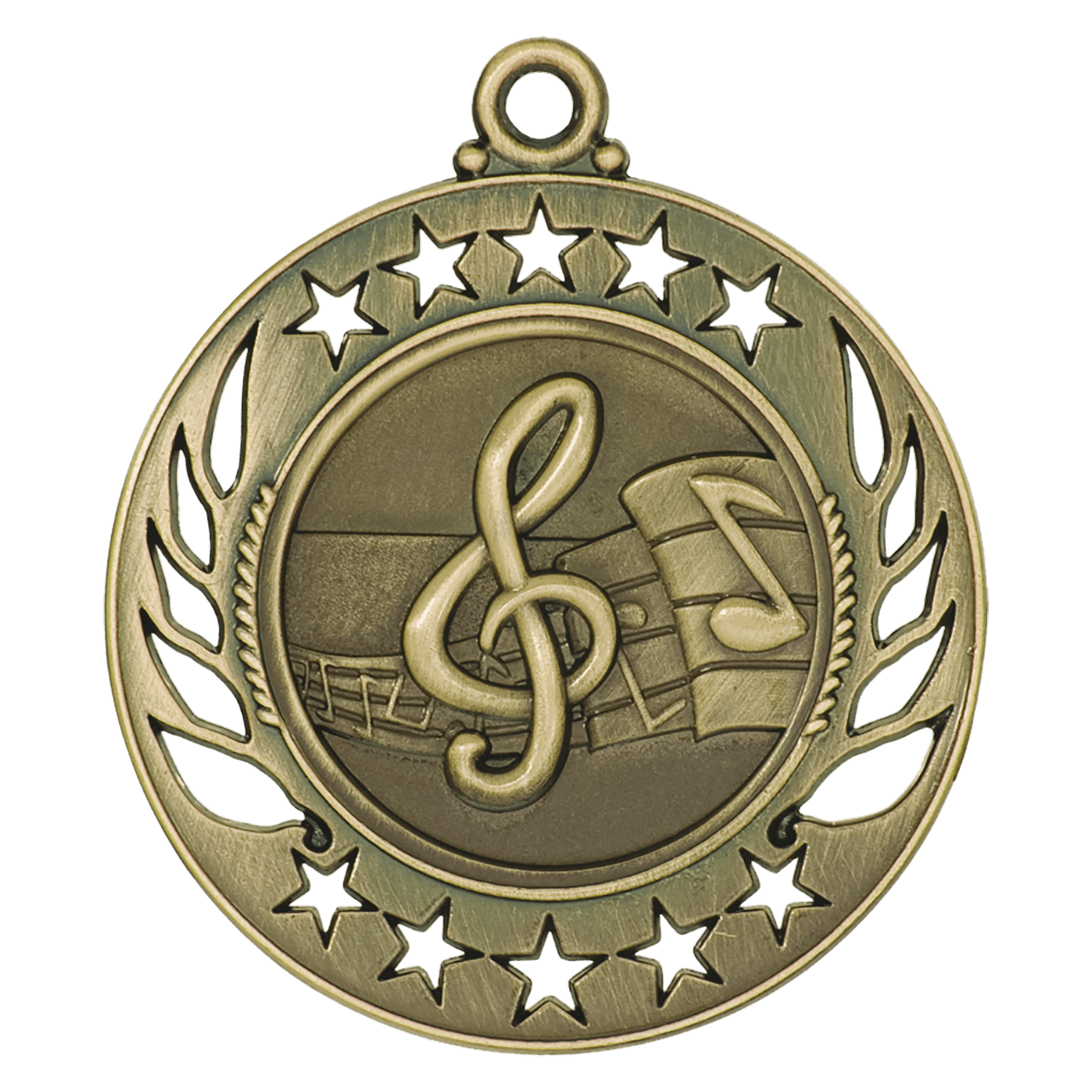 2 1/4" Antique Gold Music Galaxy Medal