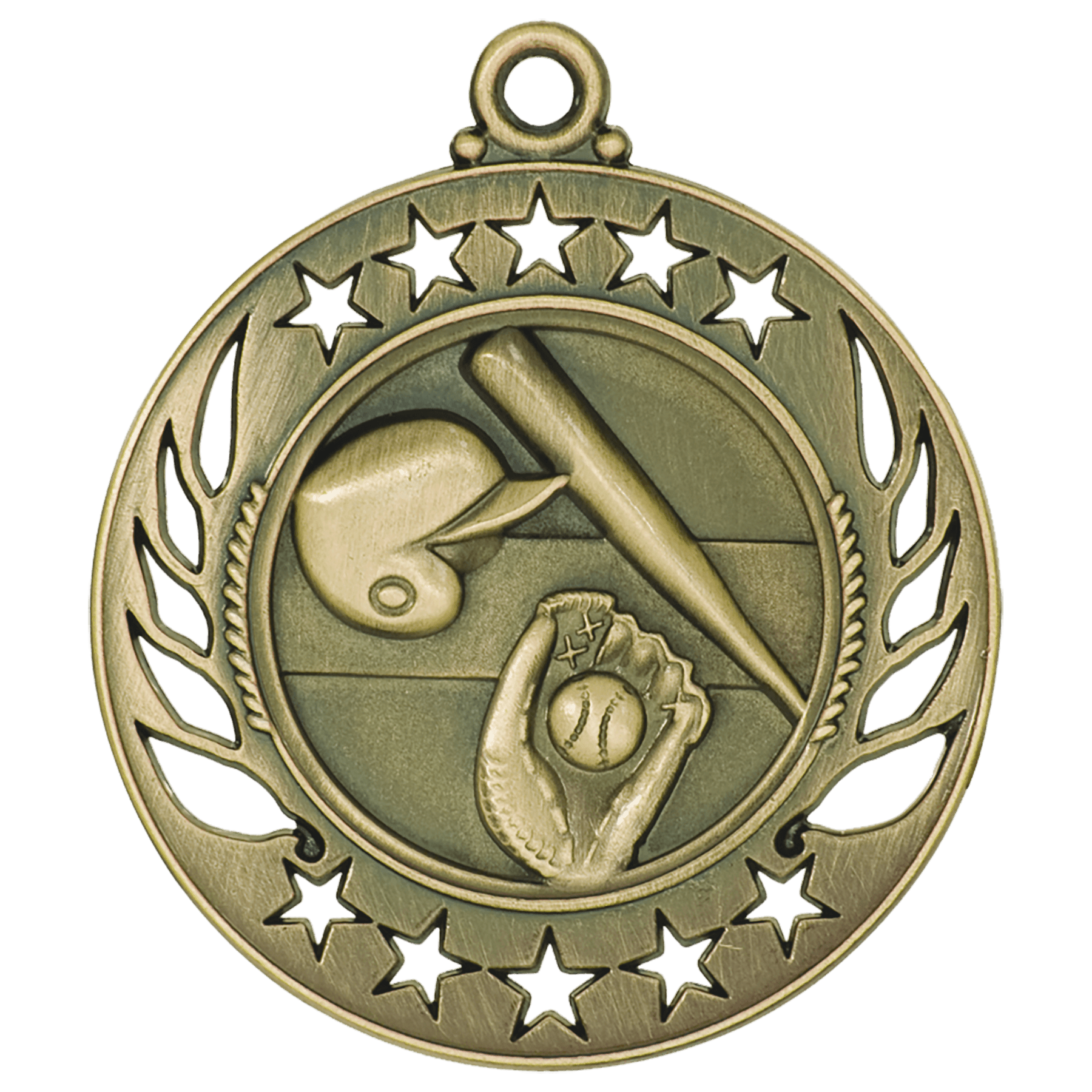 2 1/4" Antique Gold Baseball/Softball Galaxy Medal