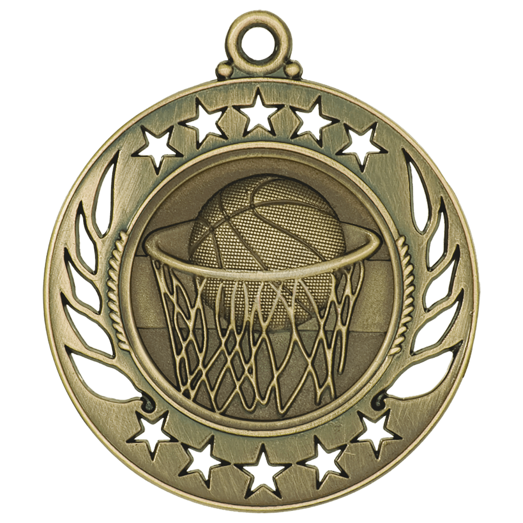 2 1/4" Antique Gold Basketball Galaxy Medal