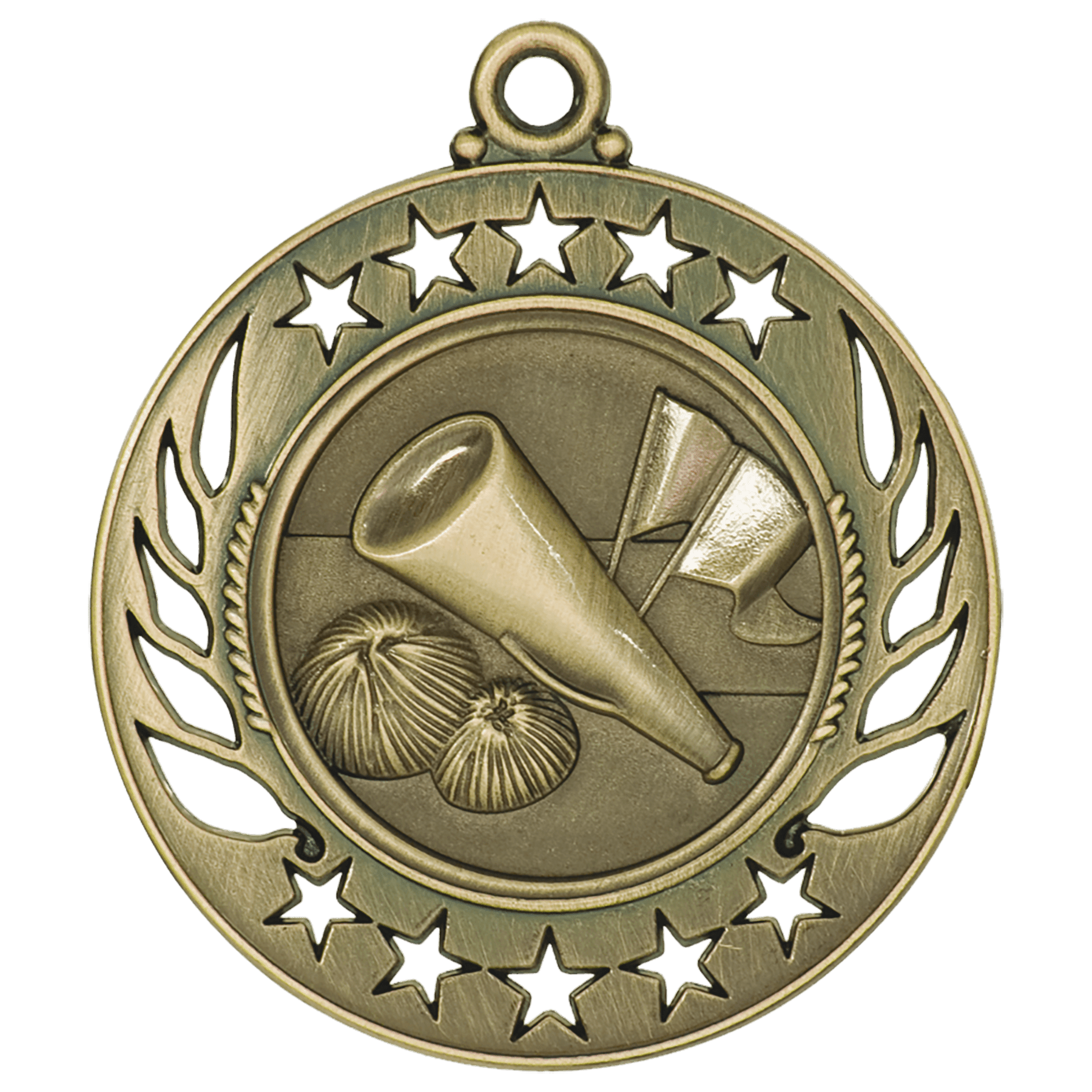 2 1/4" Antique Gold Cheer Galaxy Medal