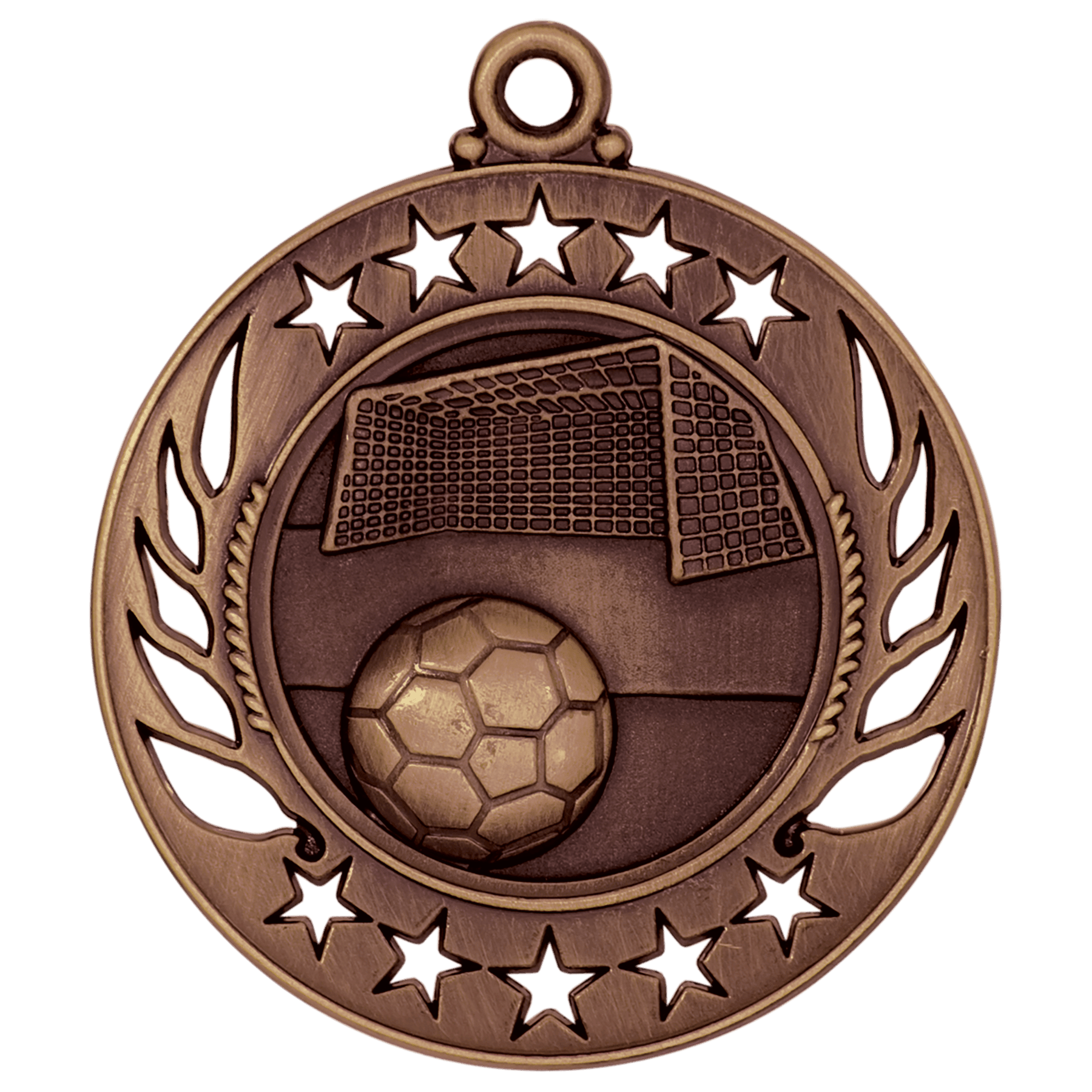 2 1/4" Antique Bronze Soccer Galaxy Medal