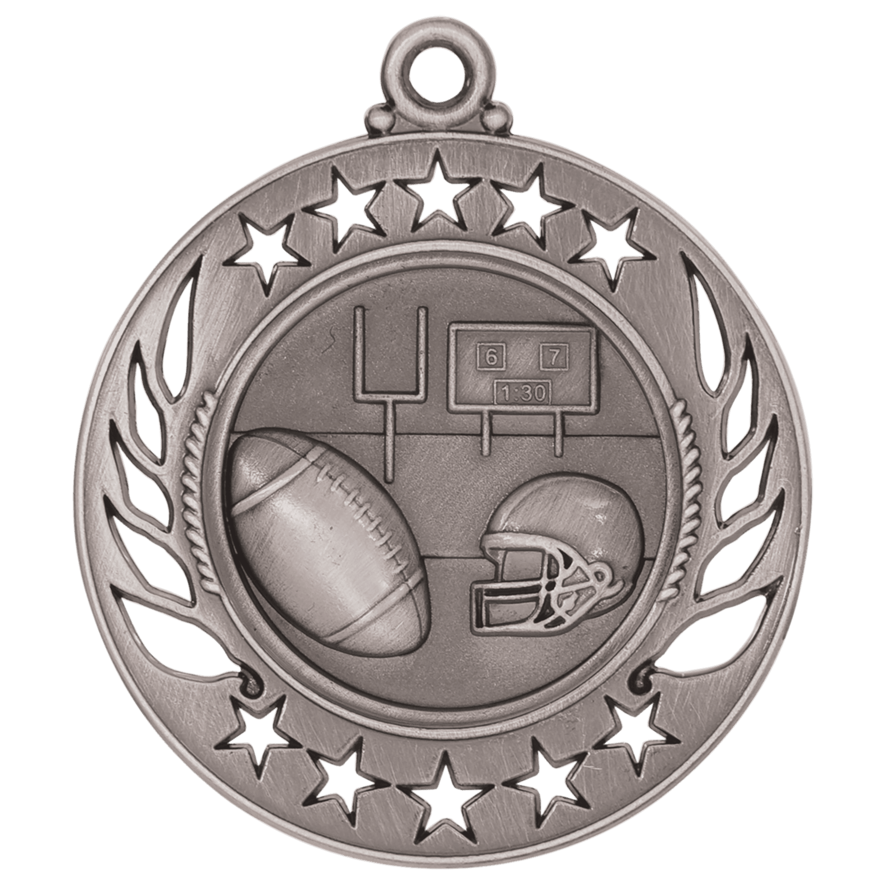2 1/4" Antique Silver Football Galaxy Medal