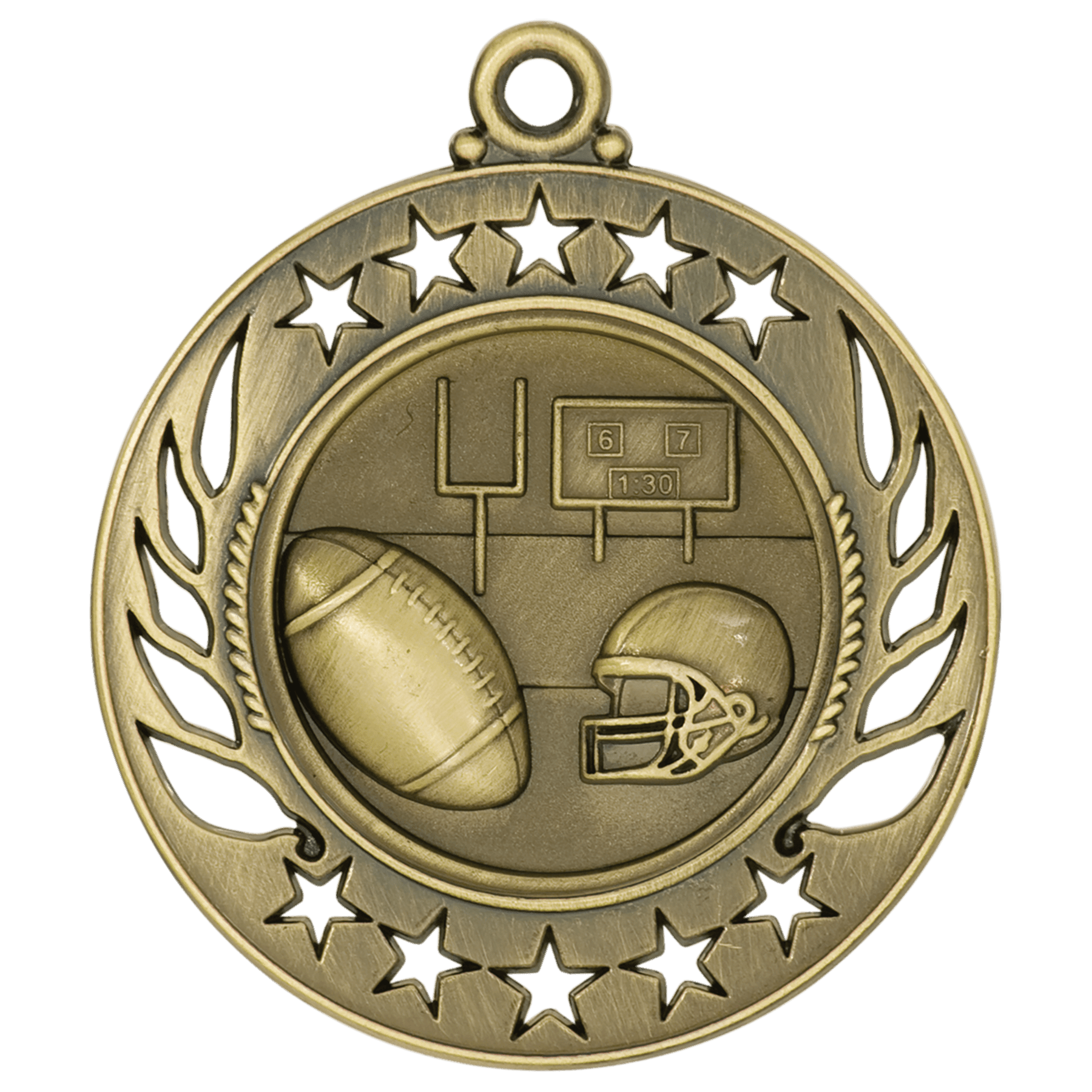 2 1/4" Antique Gold Football Galaxy Medal