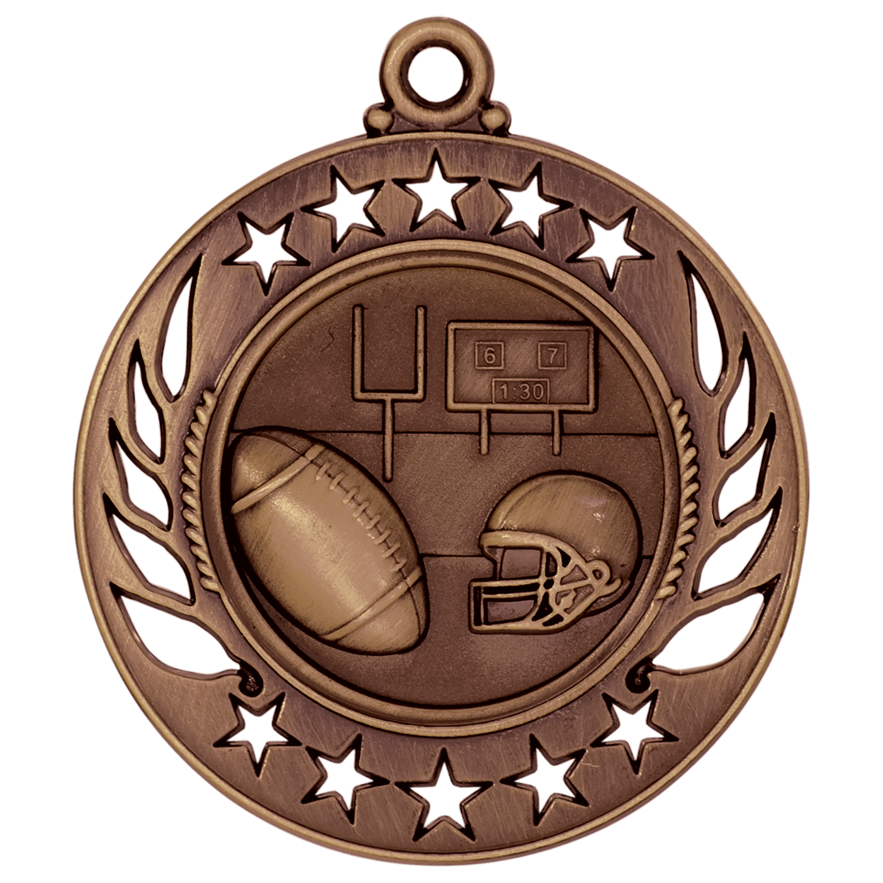2 1/4" Antique Bronze Football Galaxy Medal