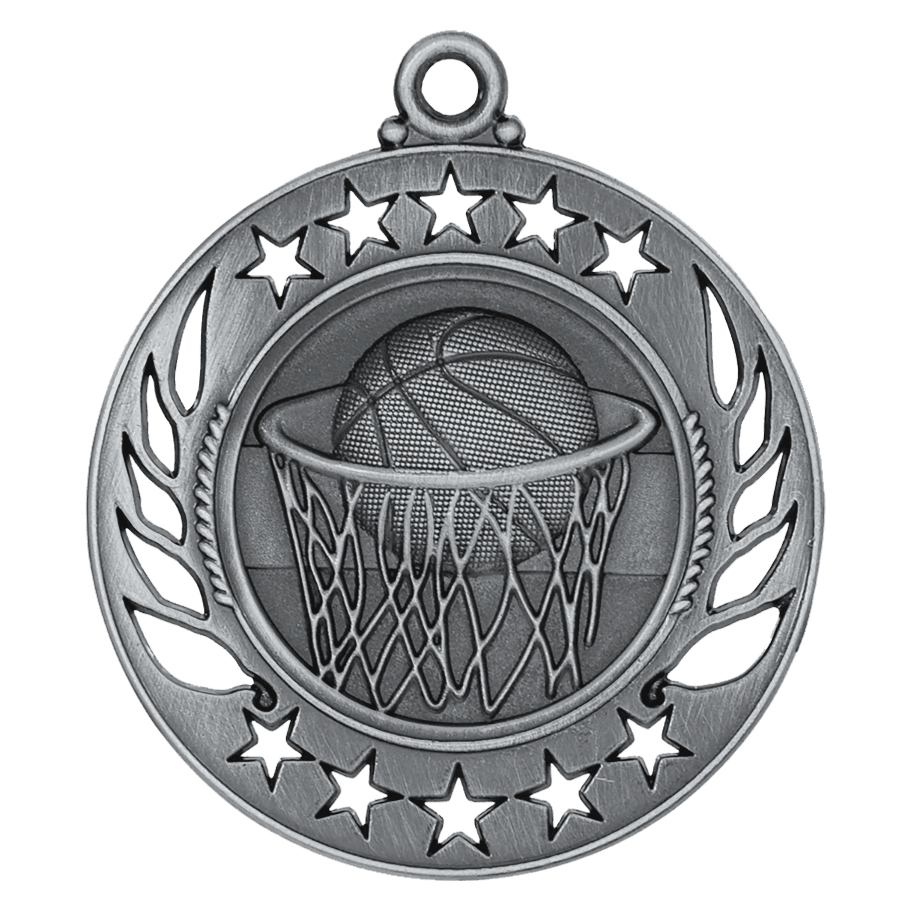 2 1/4" Antique Silver Basketball Galaxy Medal