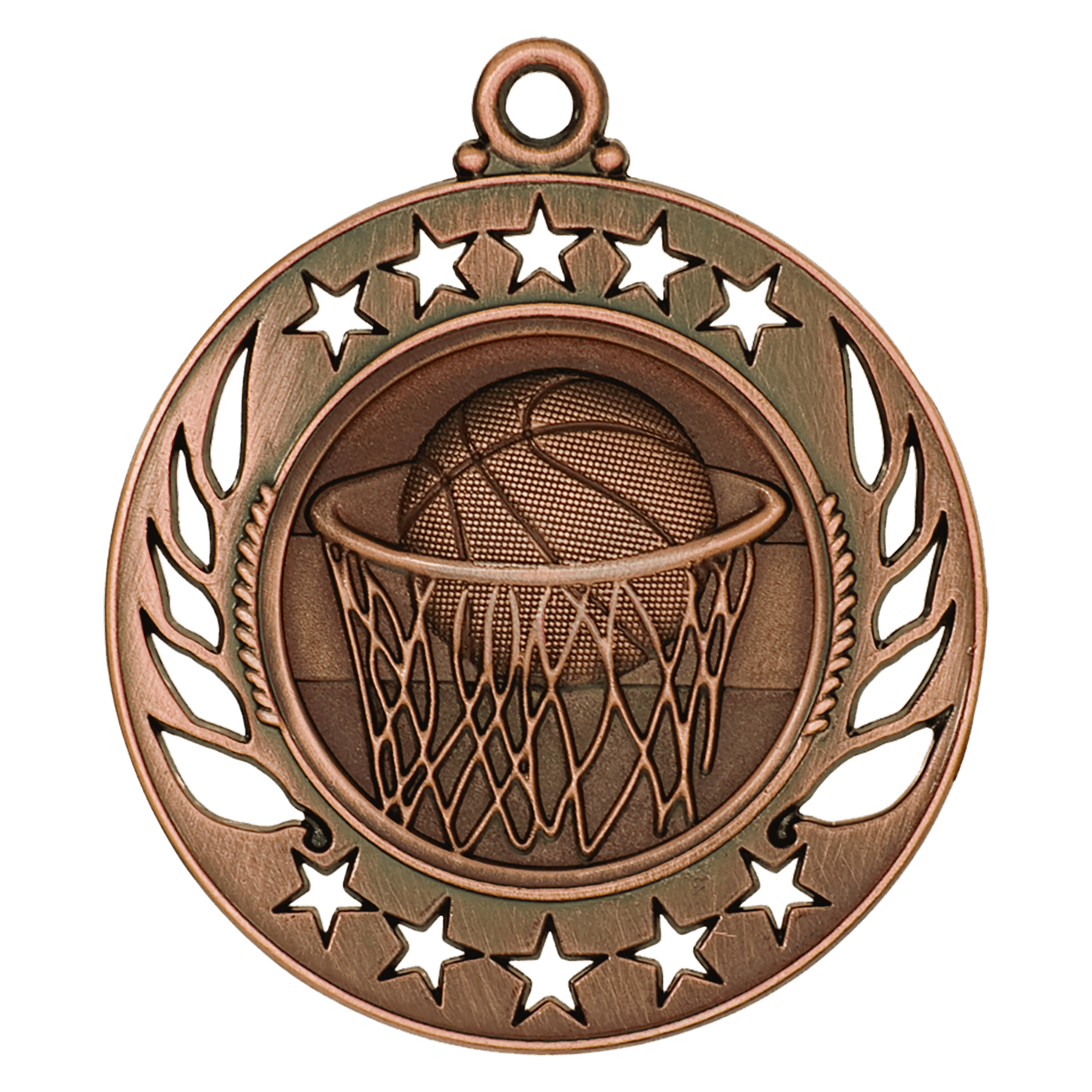 2 1/4" Antique Bronze Basketball Galaxy Medal