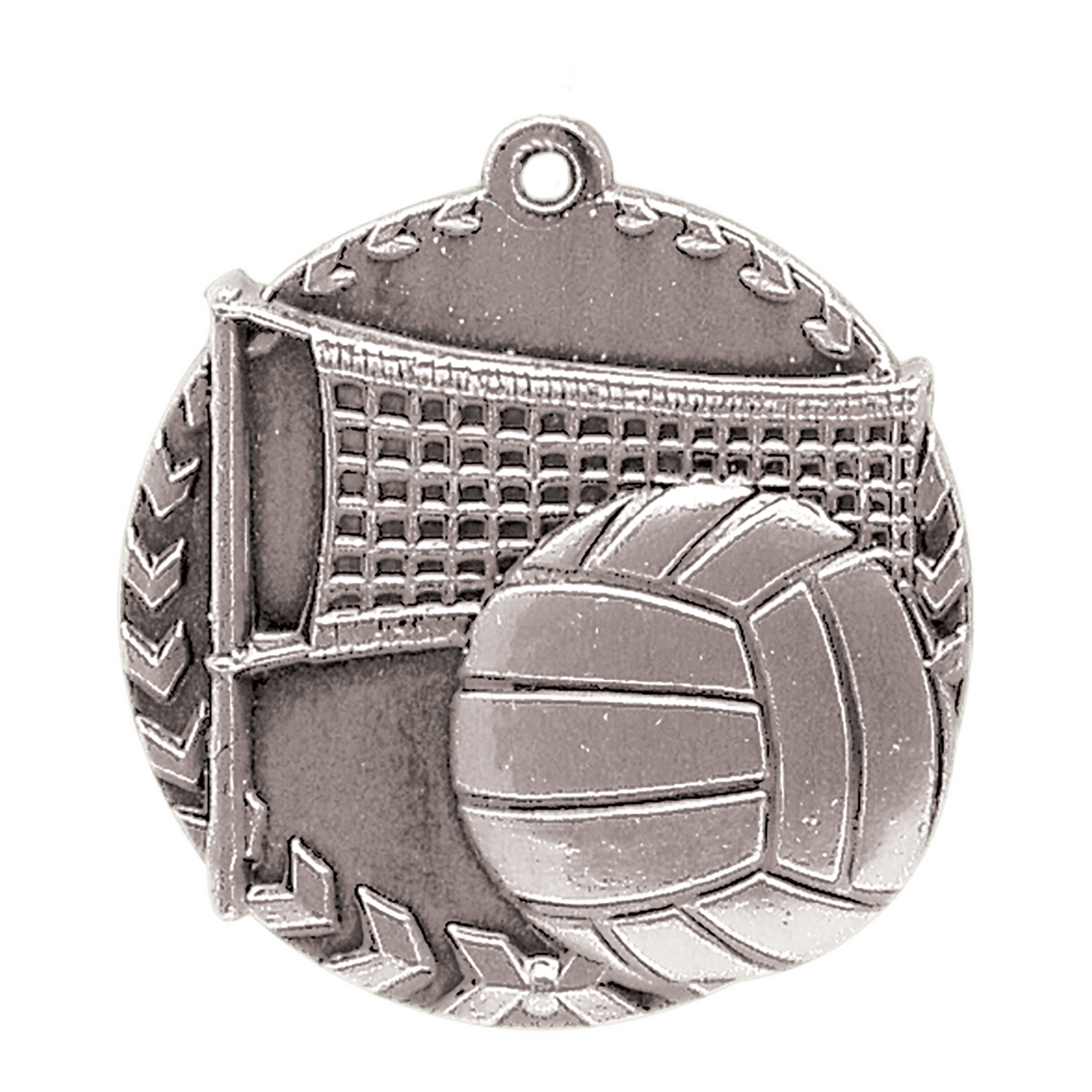1 3/4" Antique Silver Volleyball Millennium Medal