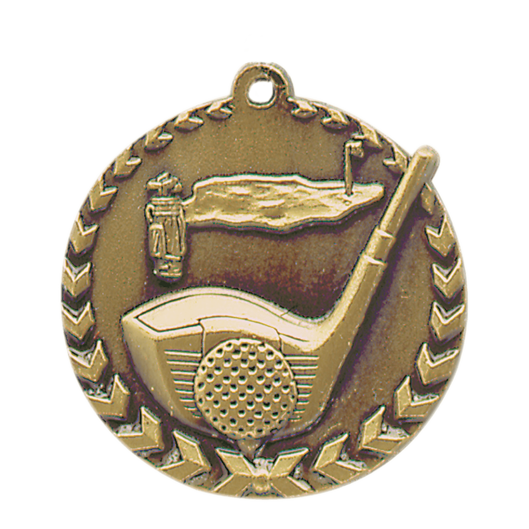 1 3/4" Antique Gold Golf Millennium Medal