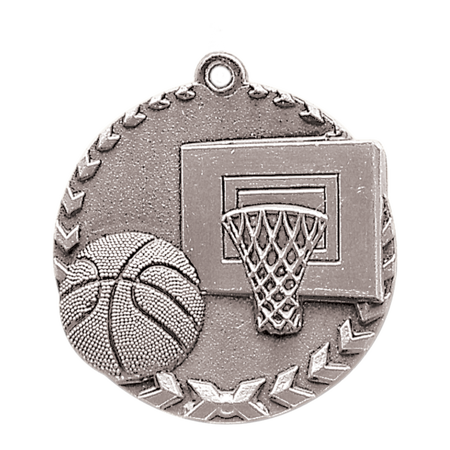 1 3/4" Antique Silver Basketball Millennium Medal