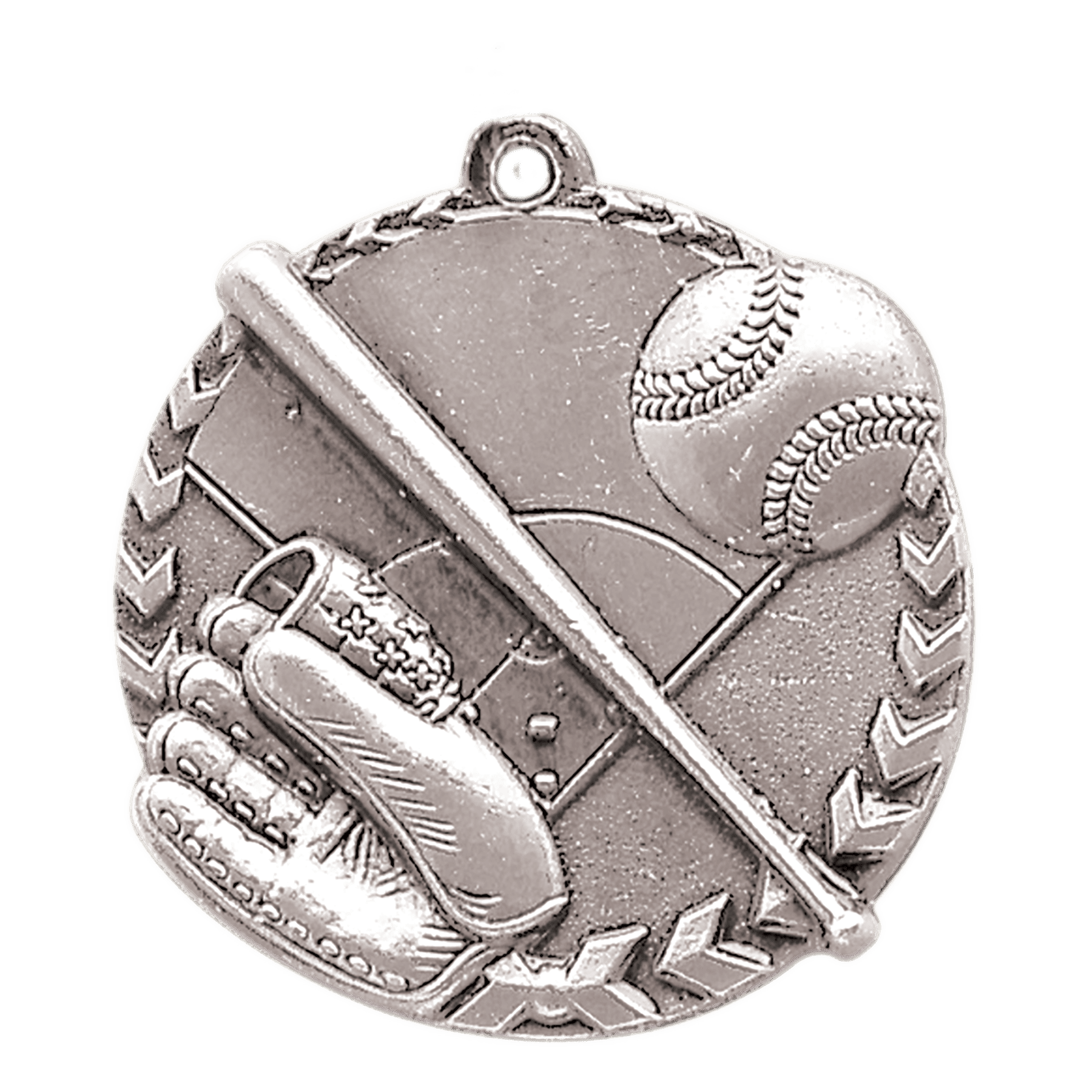 1 3/4" Antique Silver Baseball/Softball Millennium Medal