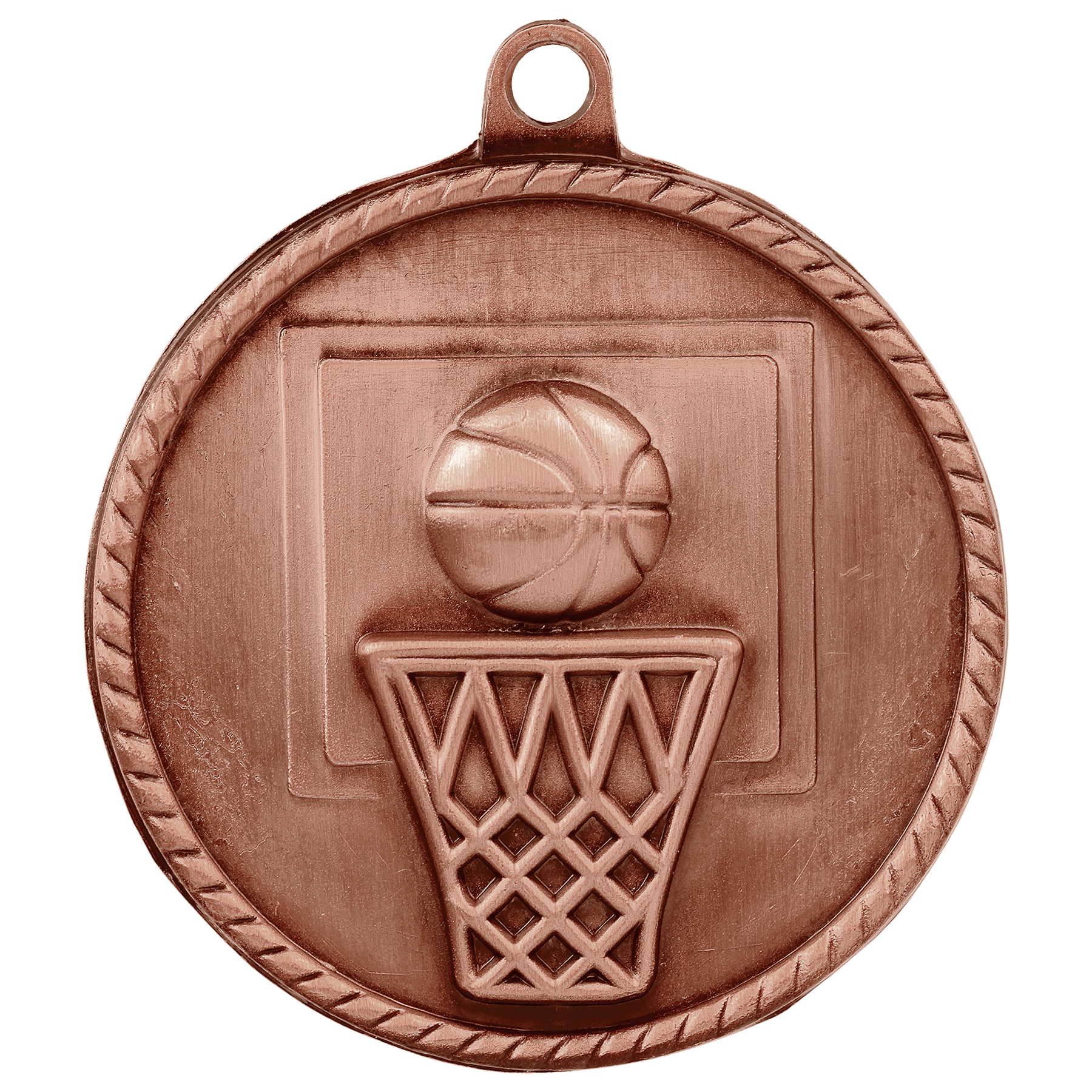 2" Antique Bronze Basketball High Relief Medal