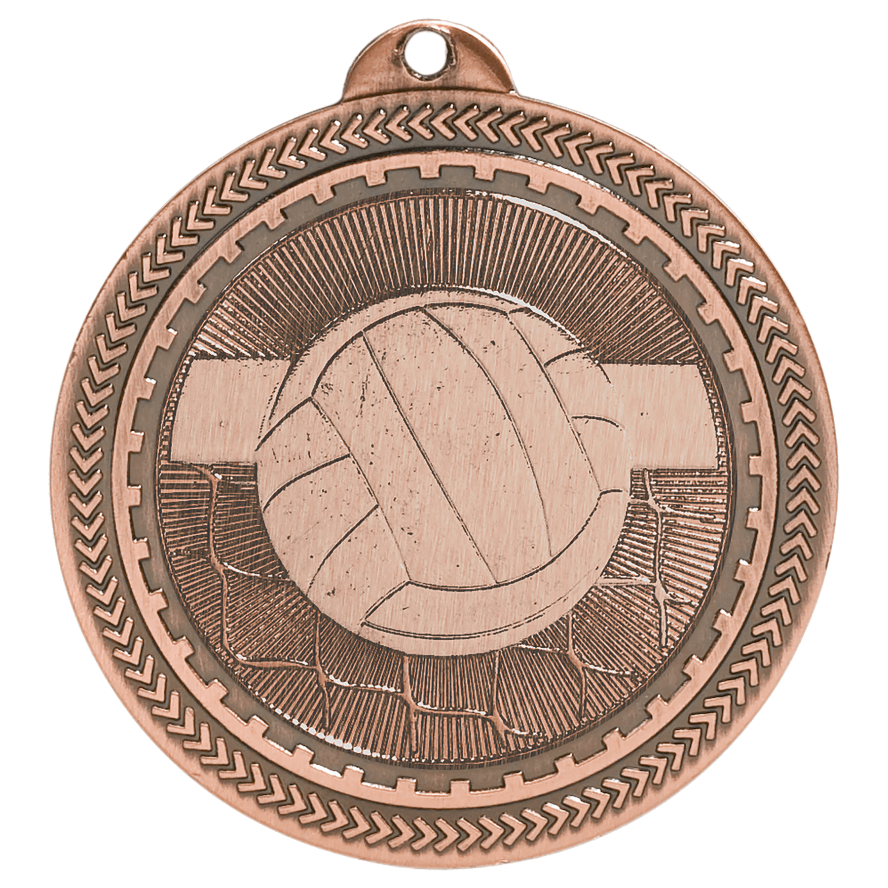 2" Antique Bronze Volleyball Laserable BriteLazer Medal