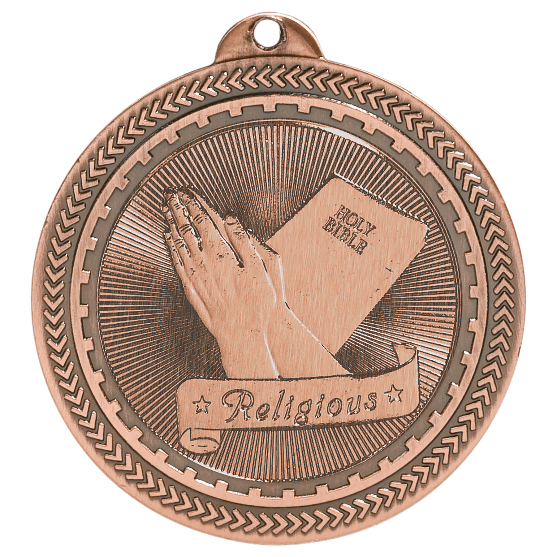 2" Antique Bronze Religious Laserable BriteLazer Medal