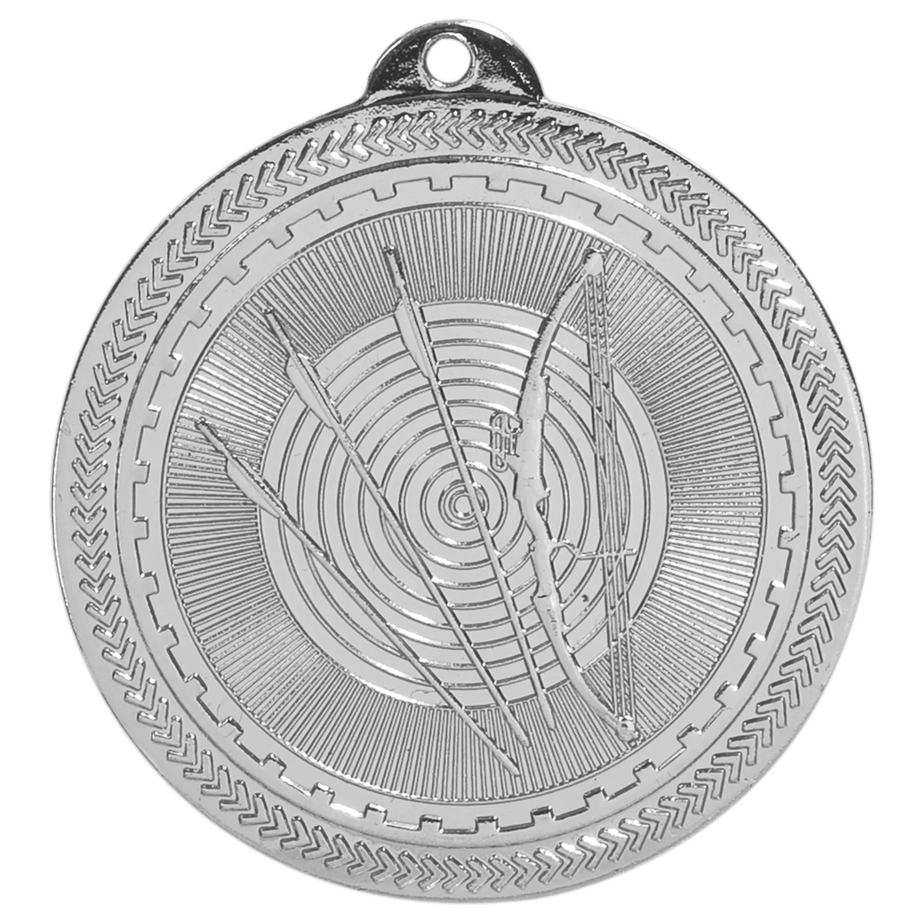 2" Bright Silver Archery Laserable BriteLazer Medal