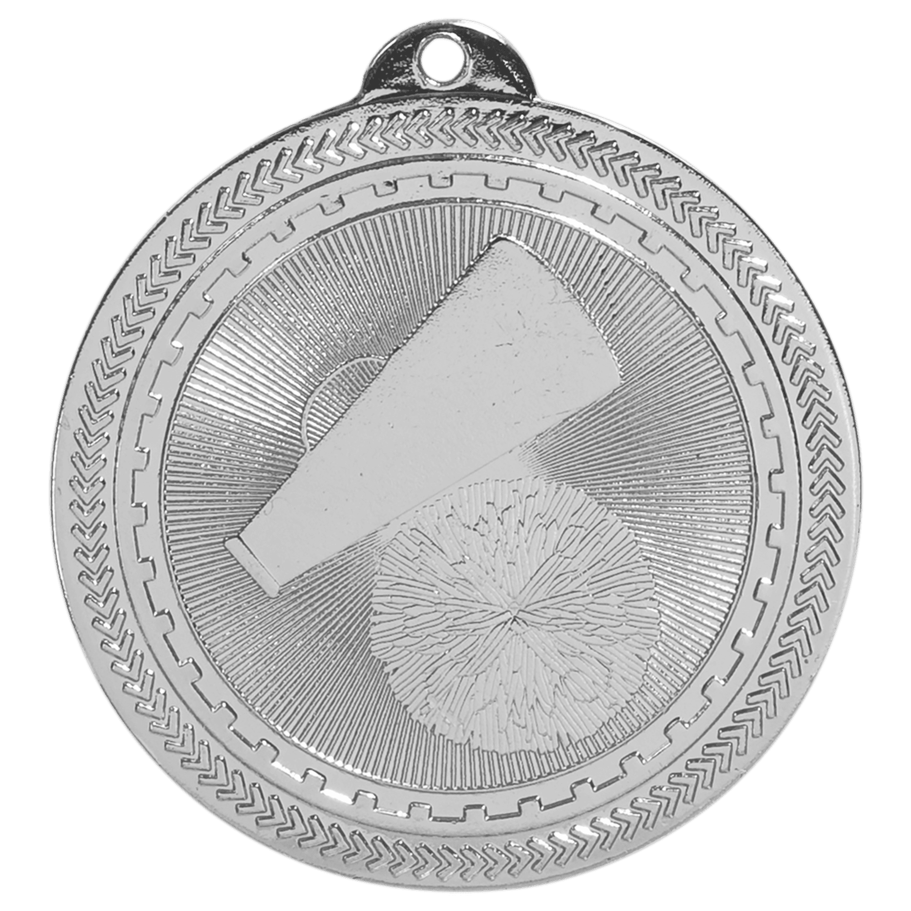 2" Bright Silver Cheer Laserable BriteLazer Medal