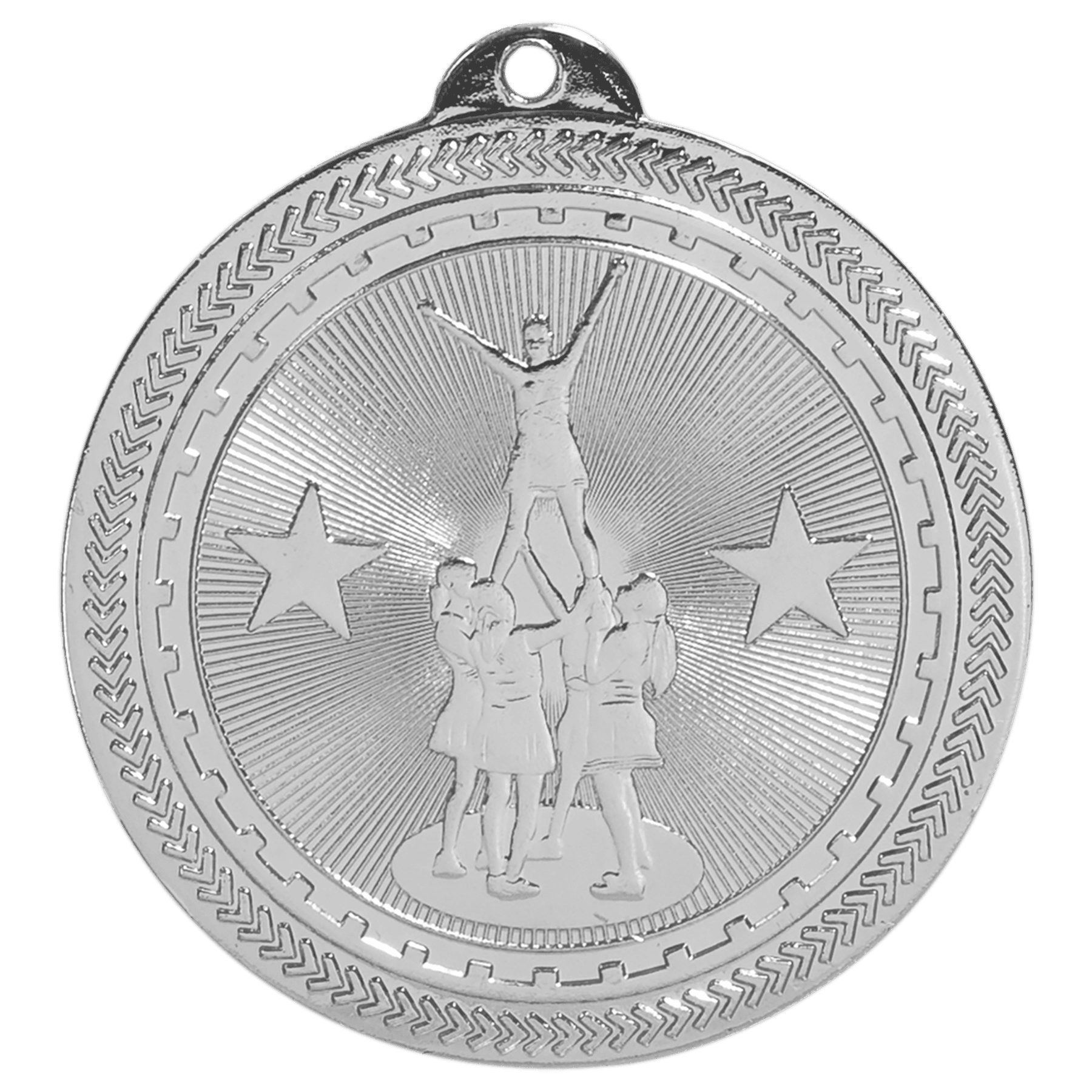 2" Bright Silver Competitive Cheer Laserable BriteLazer Medal