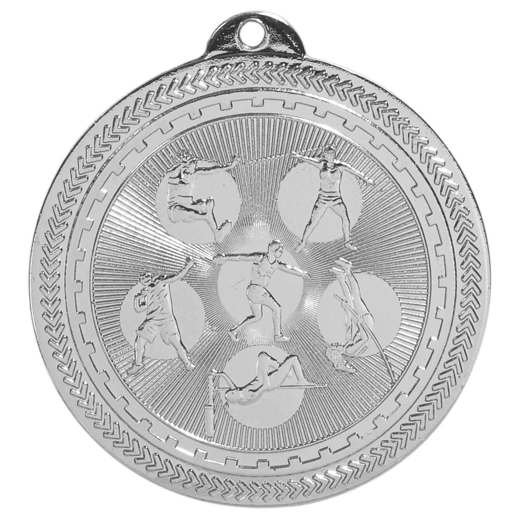 2" Bright Silver Field Events Laserable BriteLazer Medal