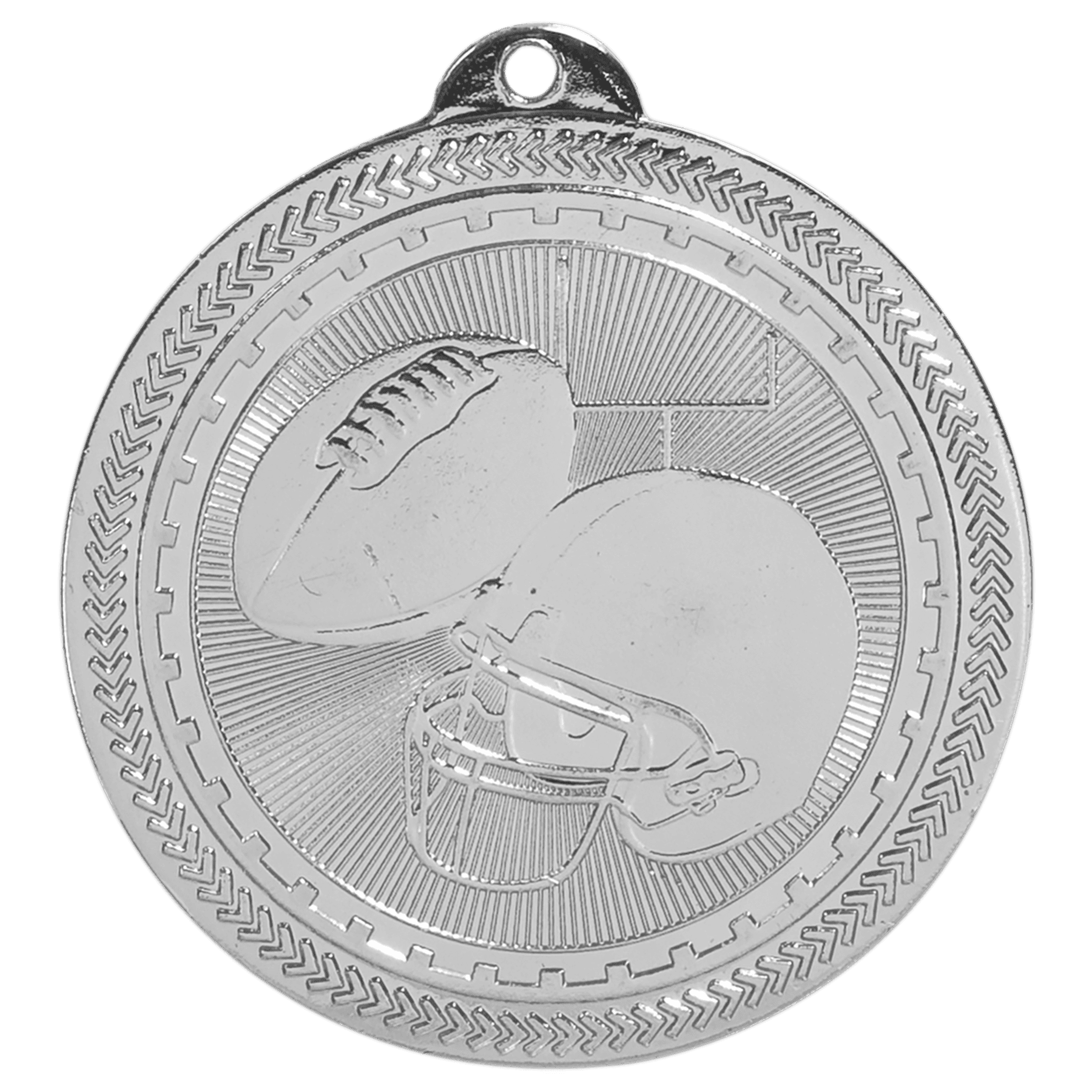 2" Bright Silver Football Laserable BriteLazer Medal