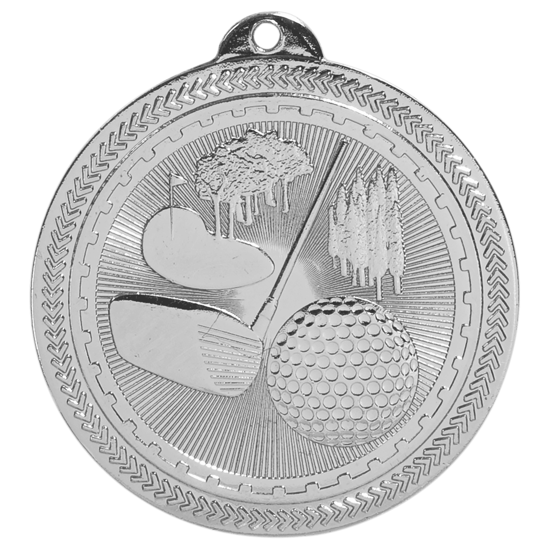 2" Bright Silver Golf Laserable BriteLazer Medal