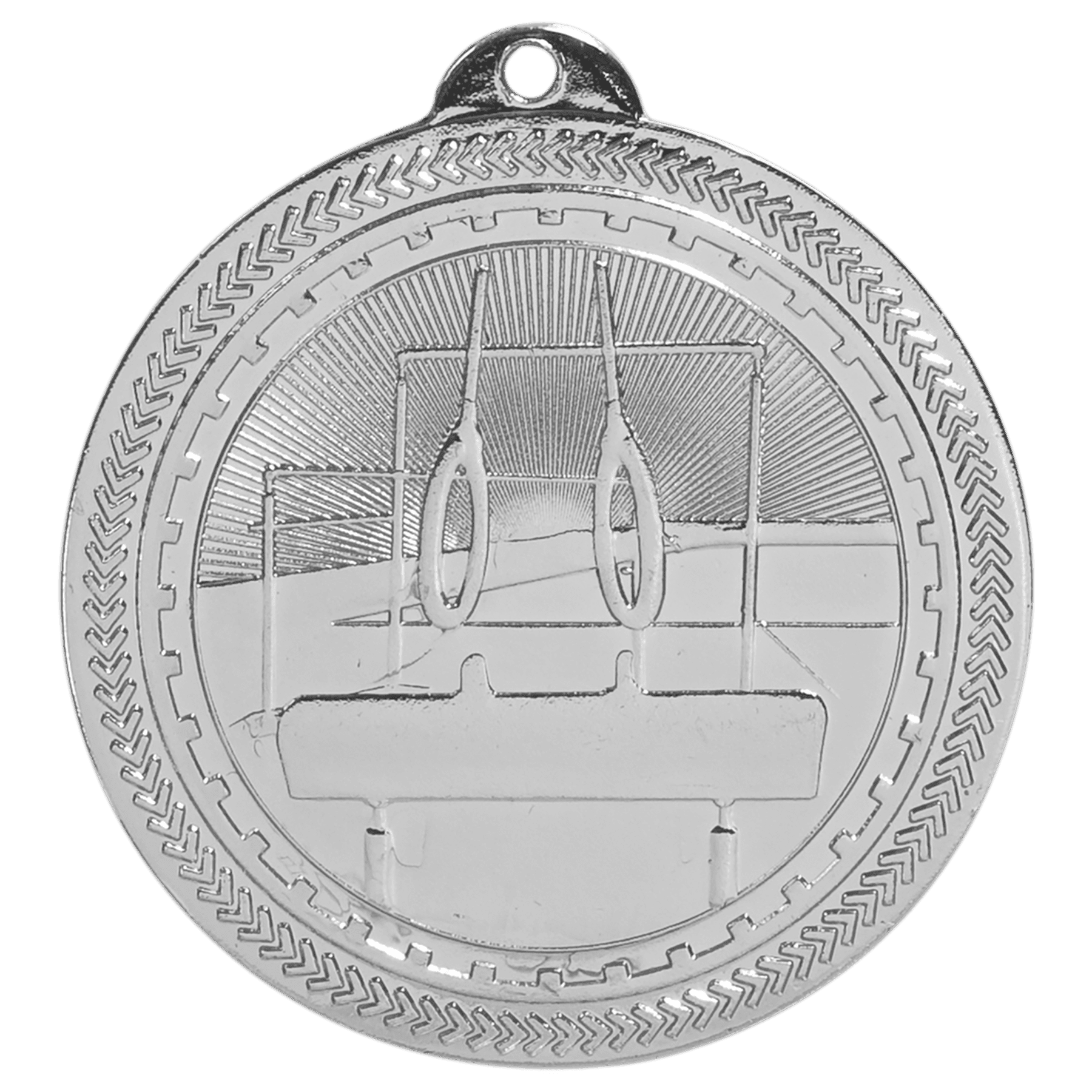 2" Bright Silver Gymnastics Laserable BriteLazer Medal