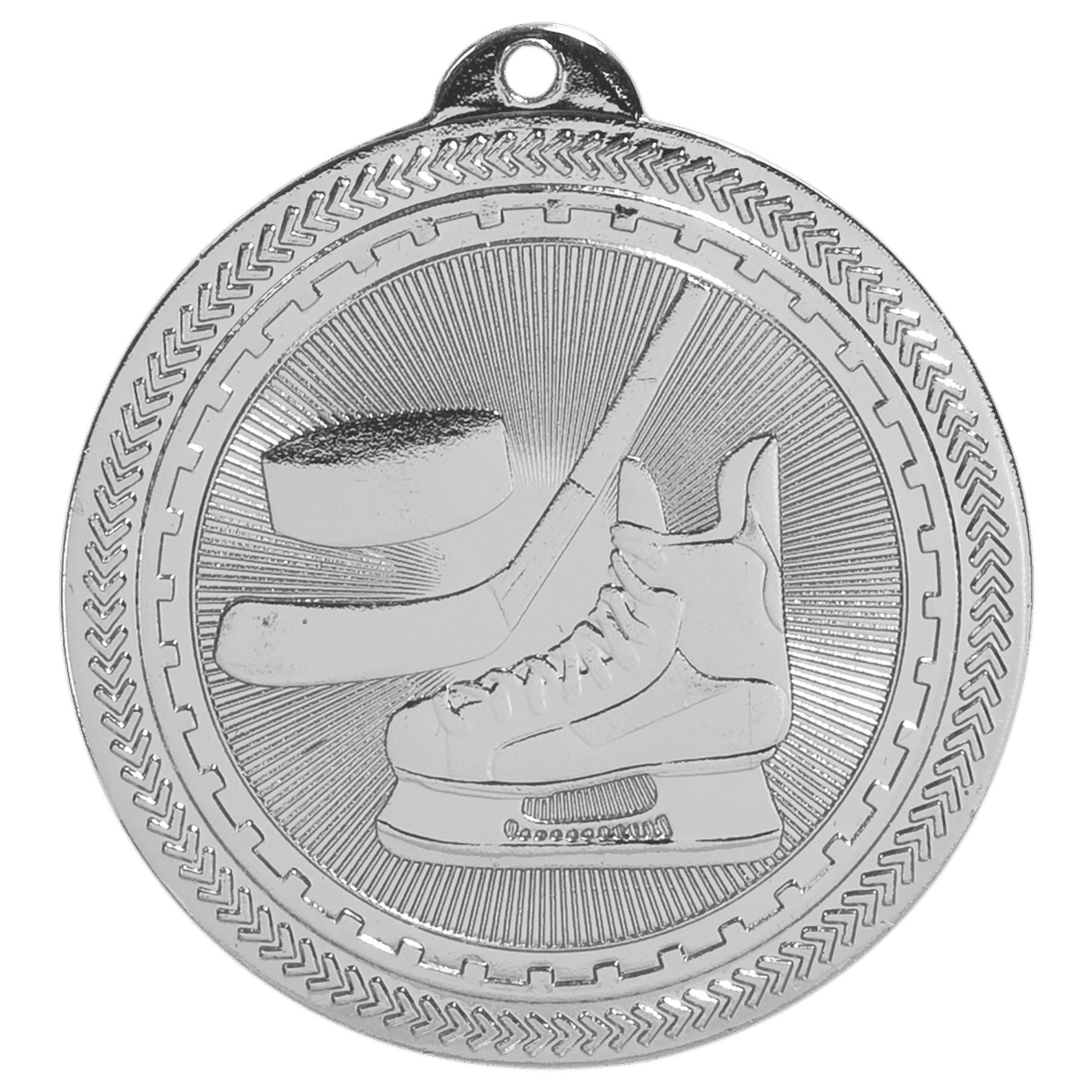2" Bright Silver Hockey Laserable BriteLazer Medal