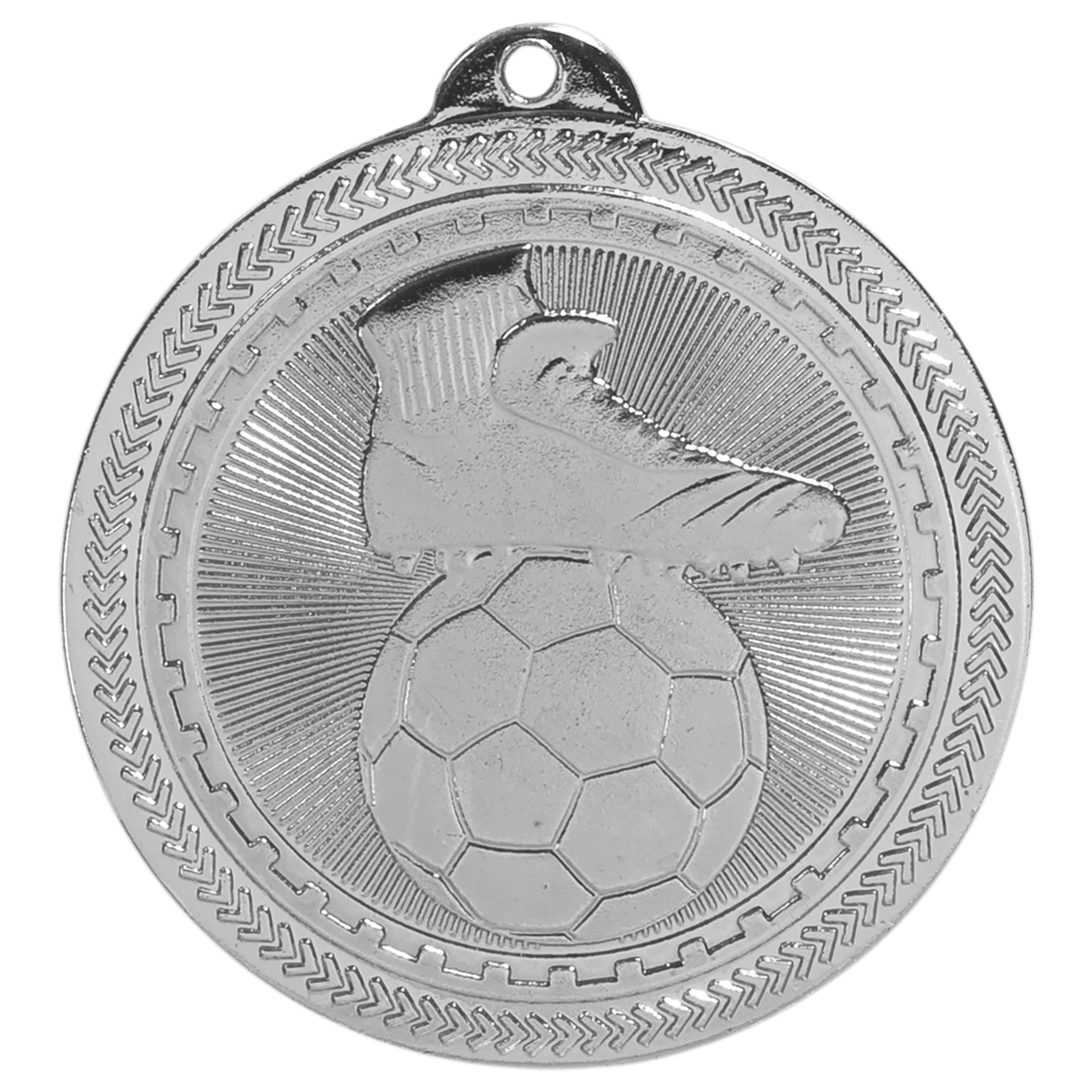 2" Bright Silver Soccer Laserable BriteLazer Medal