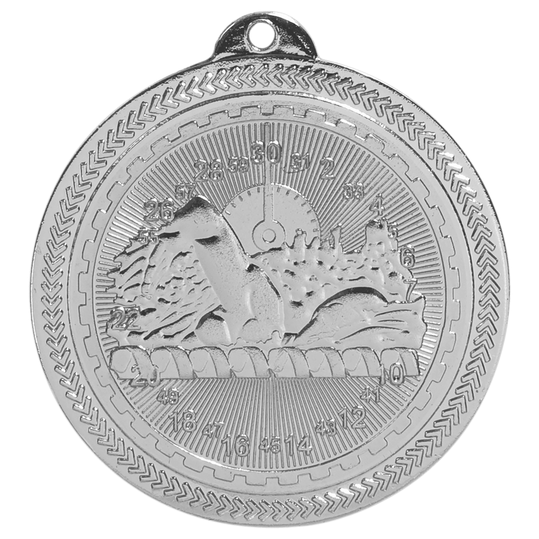 2" Bright Silver Swimming Laserable BriteLazer Medal