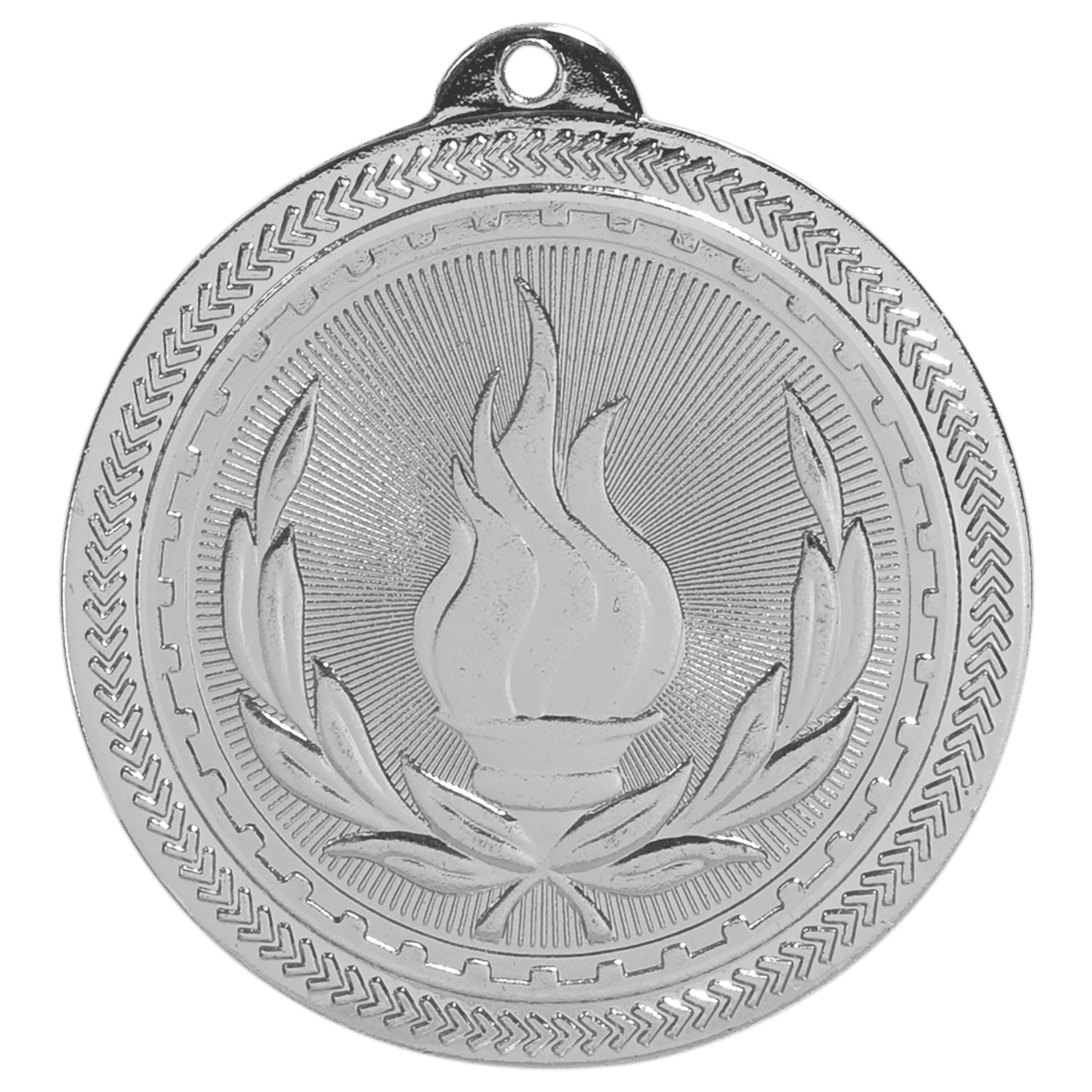 2" Bright Silver Victory Laserable BriteLazer Medal