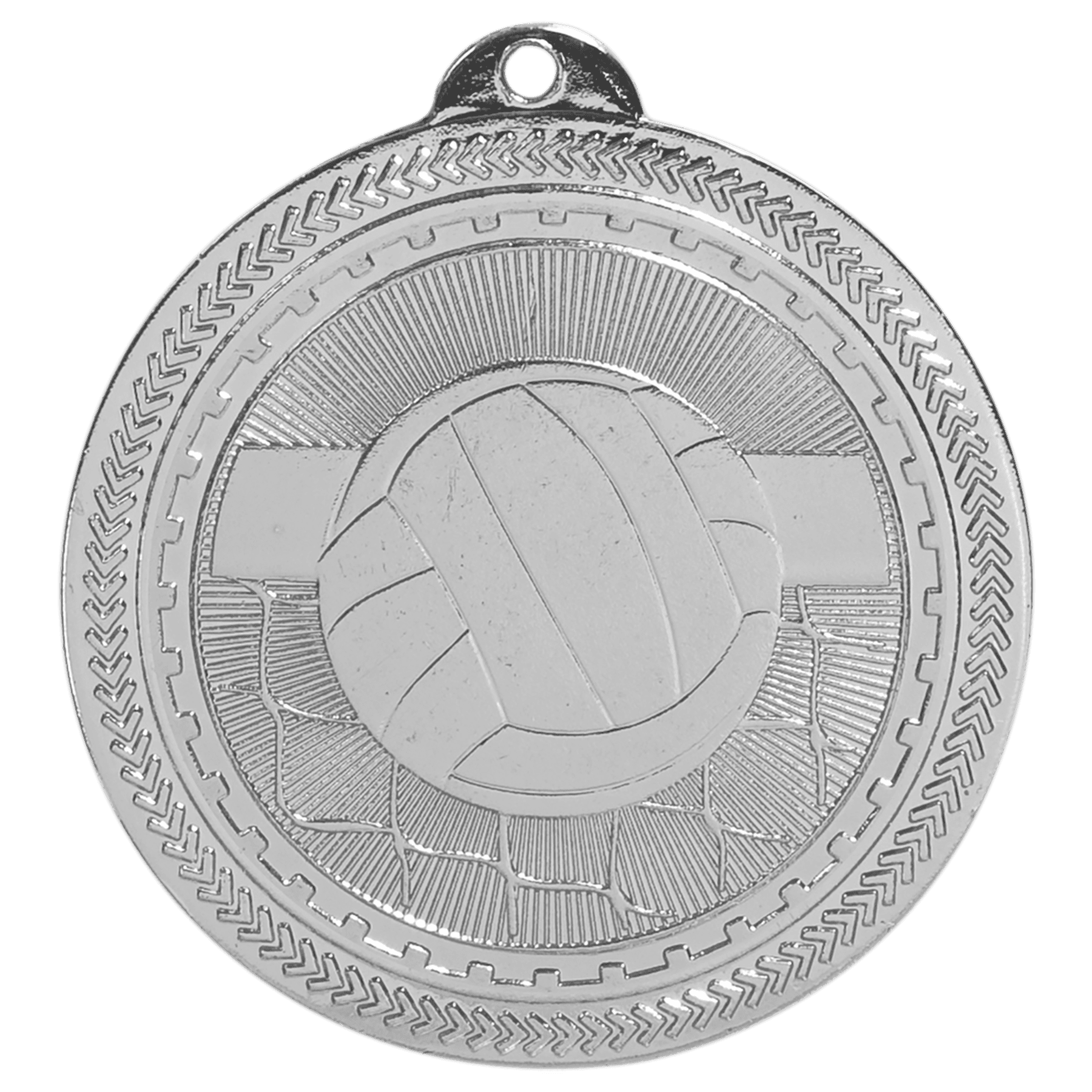 2" Bright Silver Volleyball Laserable BriteLazer Medal