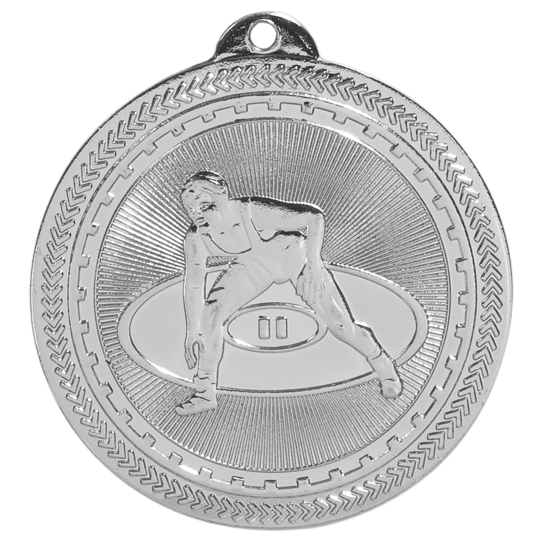 2" Bright Silver Wrestling Laserable BriteLazer Medal