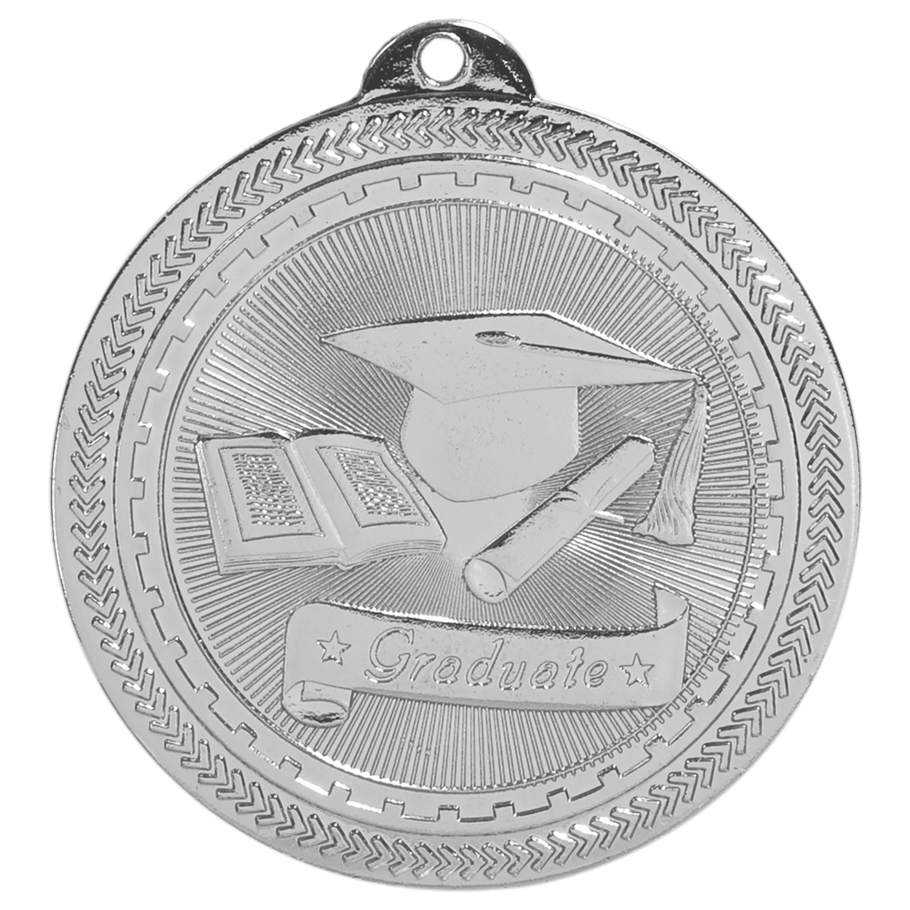 2" Bright Silver Graduate Laserable BriteLazer Medal